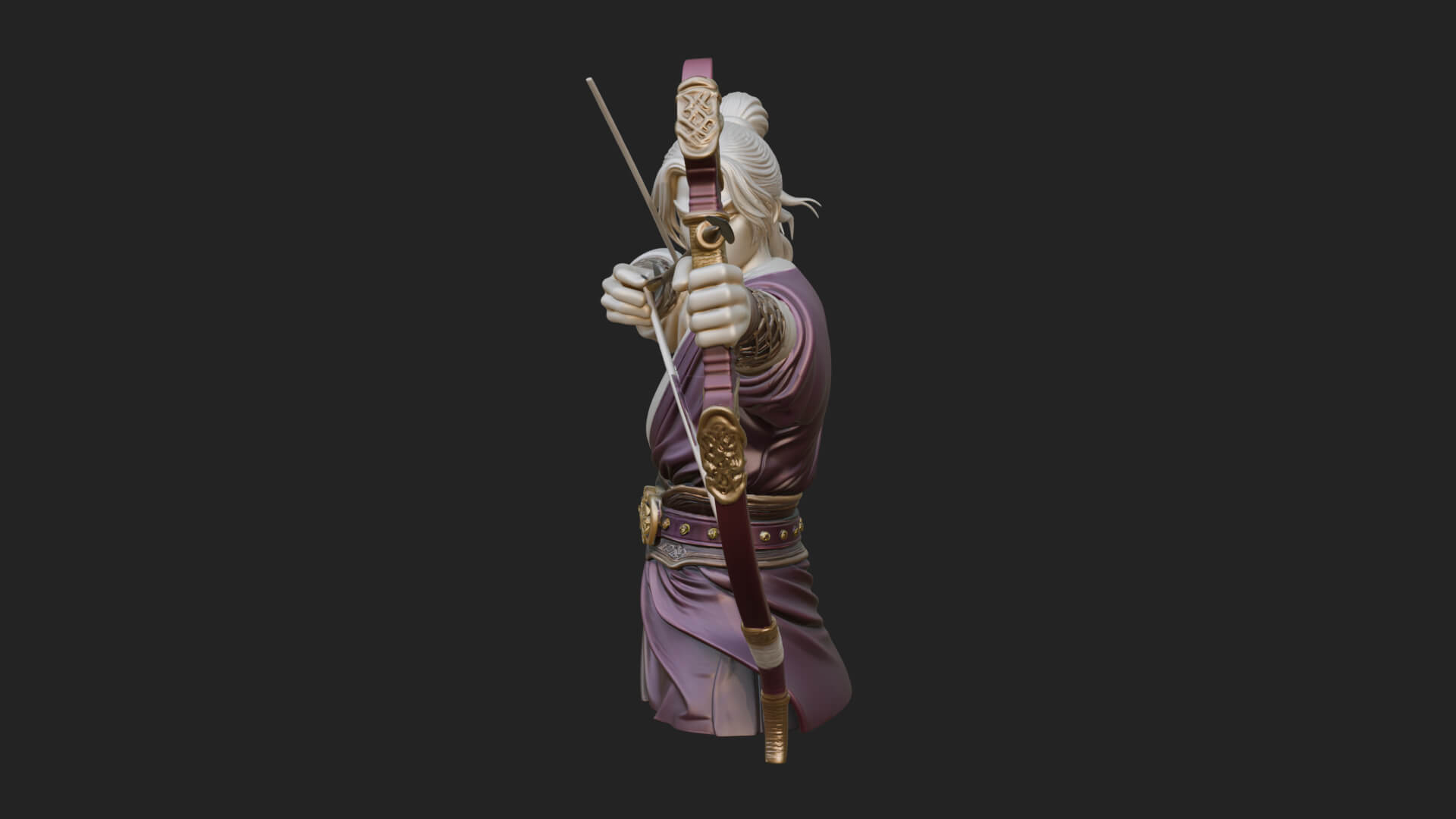 Robed Archer with Bow Statue Design 18 3D Print Model 3D Model