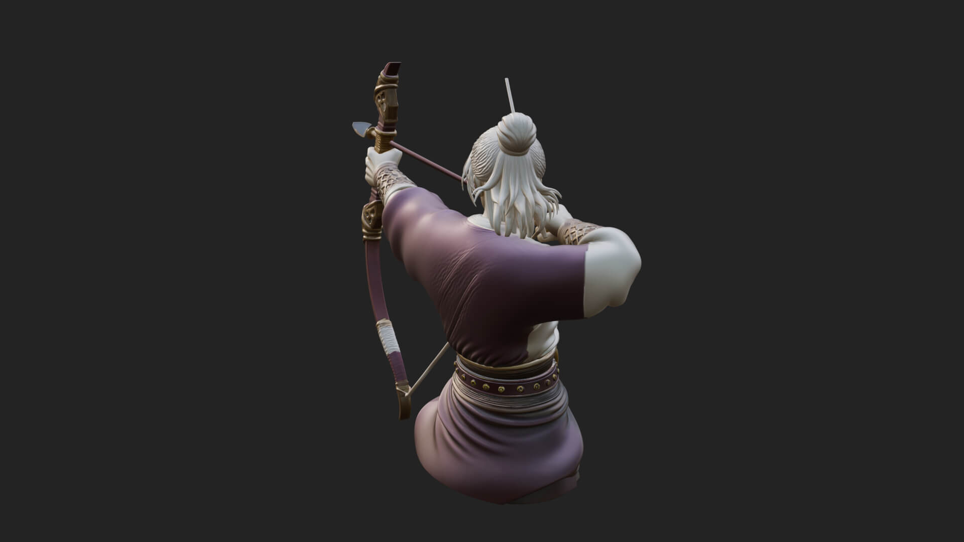 Robed Archer with Bow Statue Design 18 3D Print Model 3D Model