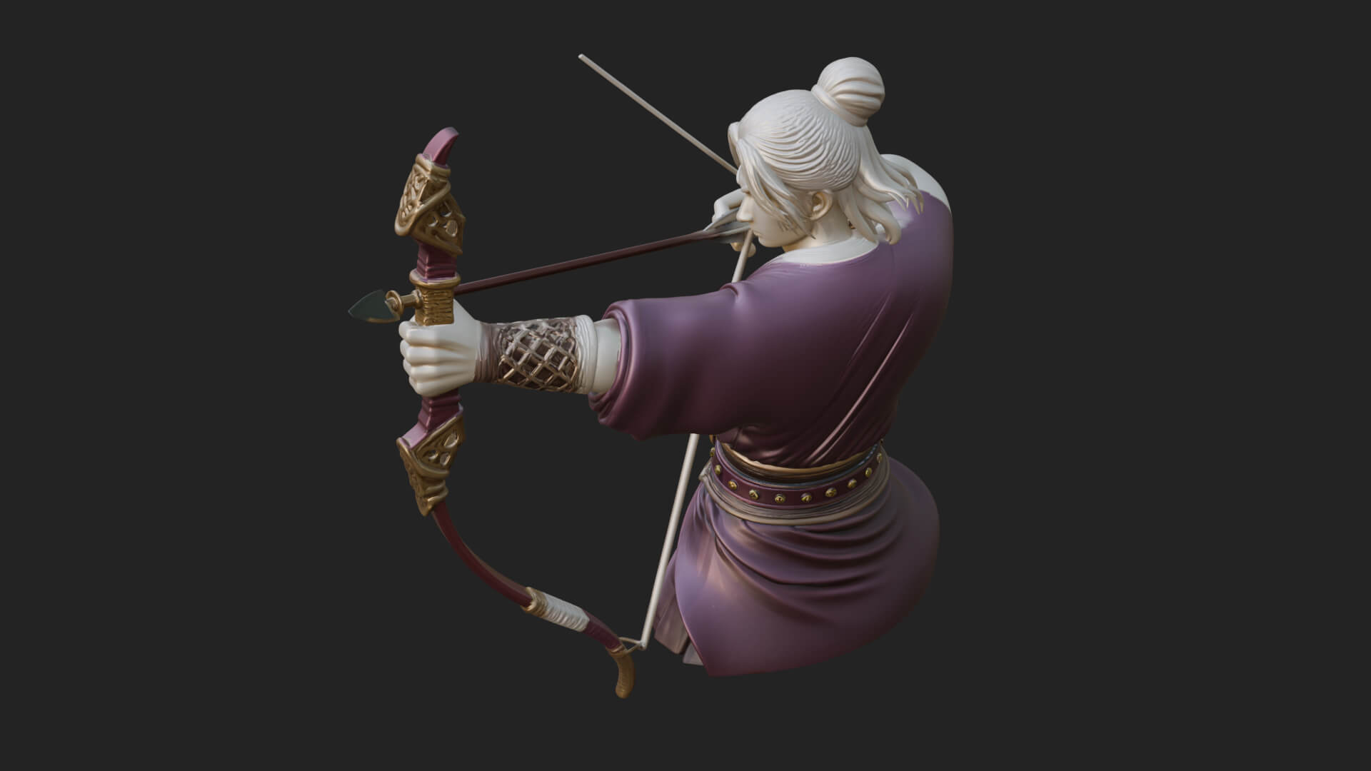 Robed Archer with Bow Statue Design 18 3D Print Model 3D Model