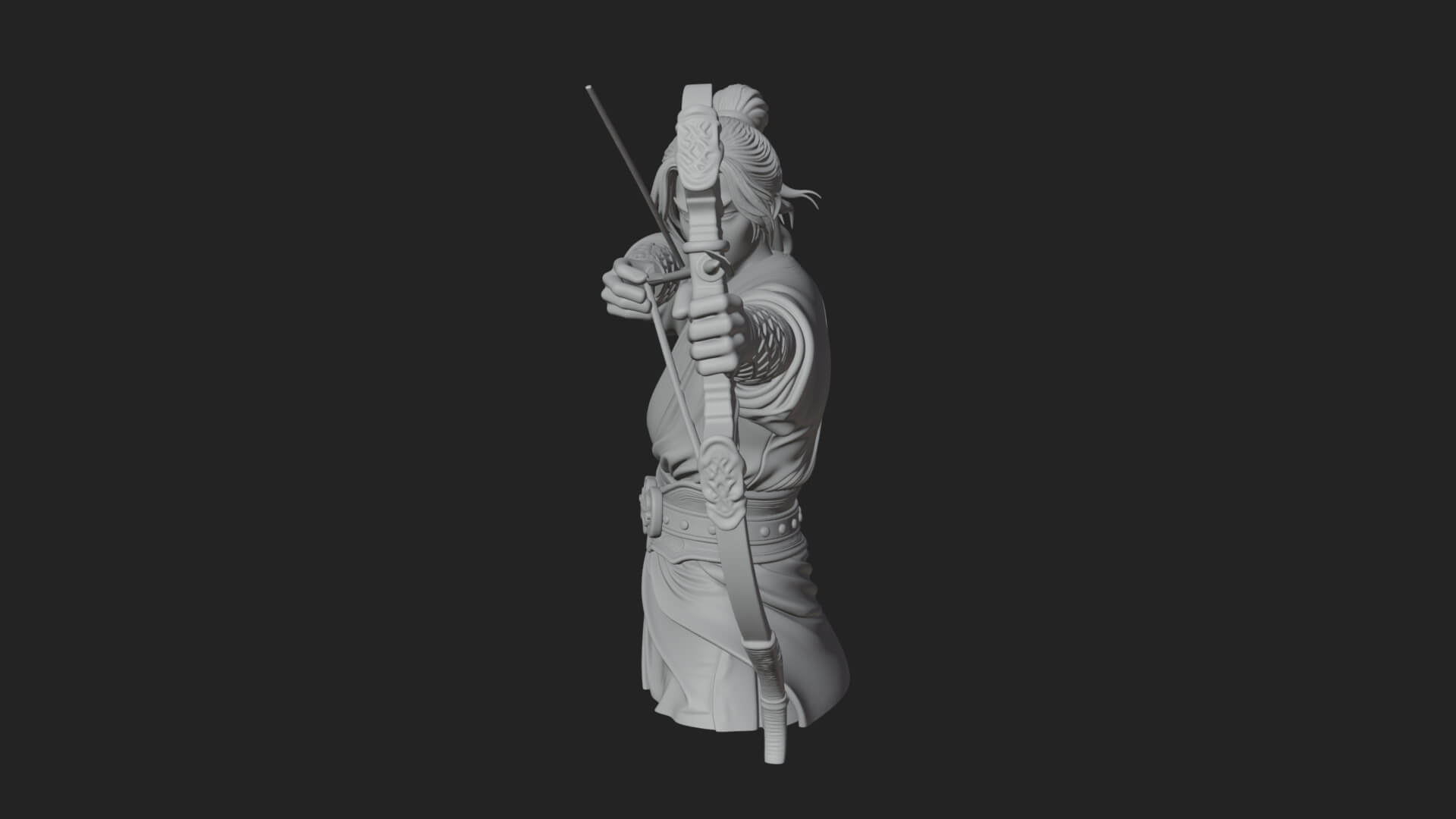 Robed Archer with Bow Statue Design 18 3D Print Model 3D Model