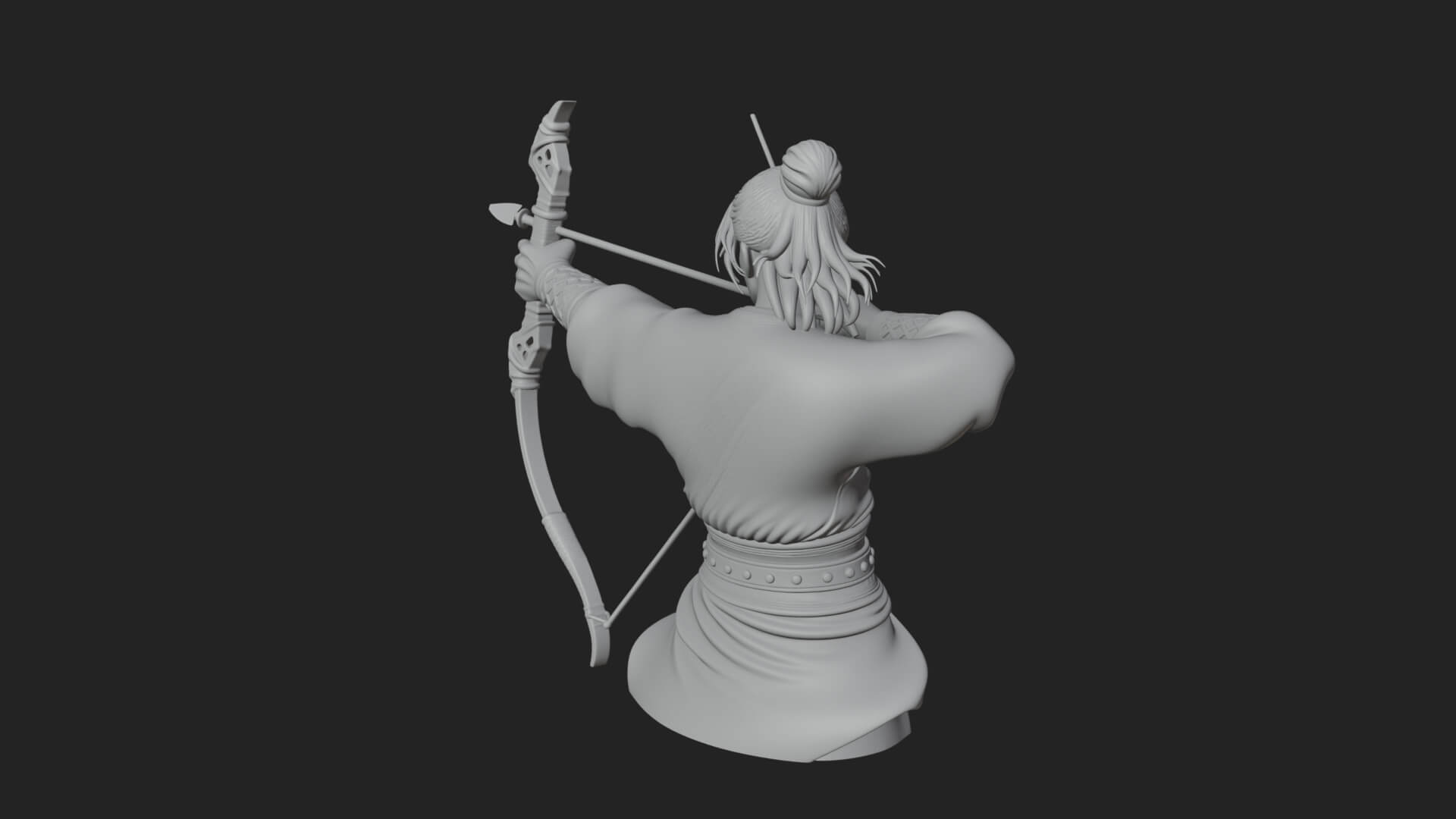 Robed Archer with Bow Statue Design 18 3D Print Model 3D Model