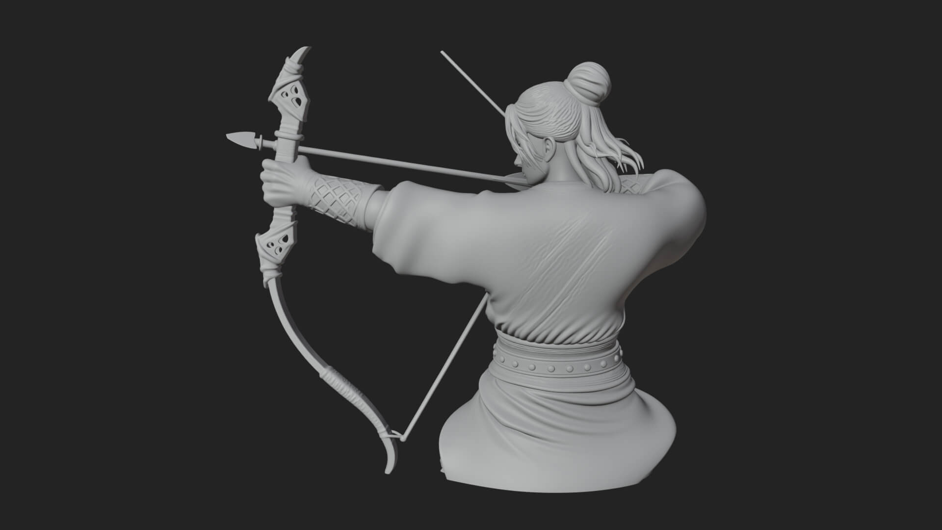 Robed Archer with Bow Statue Design 18 3D Print Model 3D Model