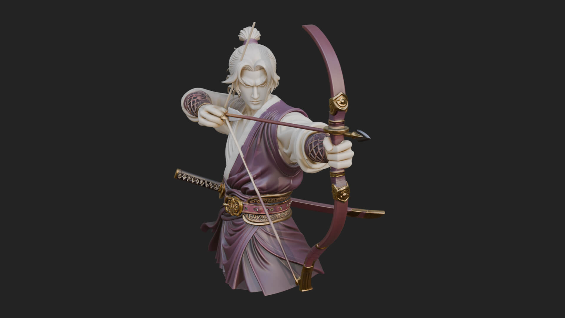 Robed Archer with Bow Statue Design 19 3D Print Model 3D Model