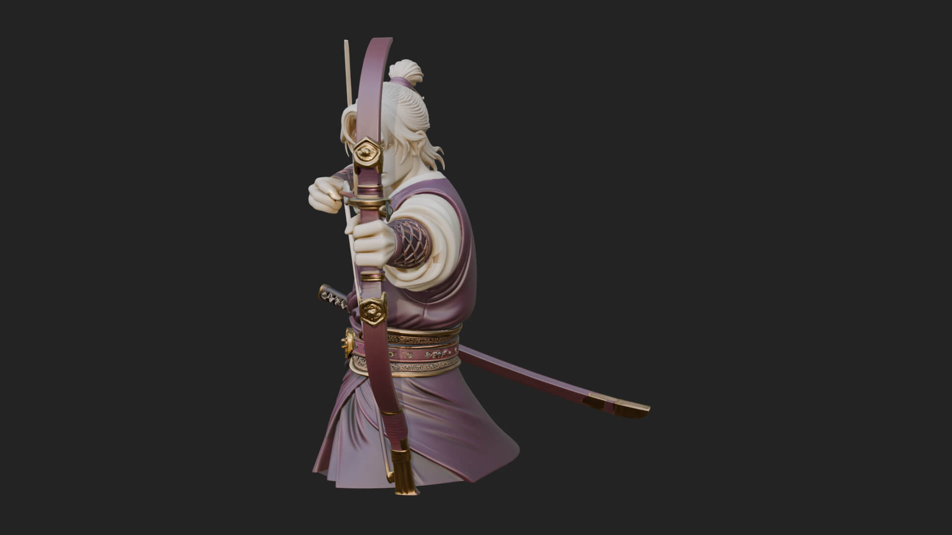 Robed Archer with Bow Statue Design 19 3D Print Model 3D Model
