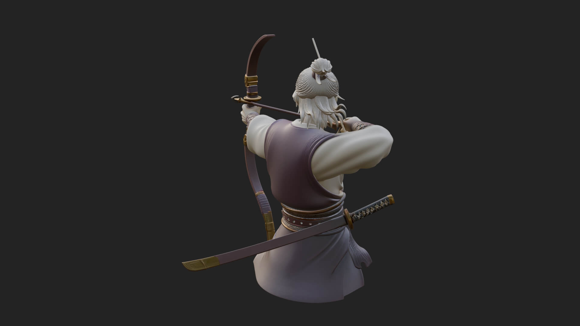 Robed Archer with Bow Statue Design 19 3D Print Model 3D Model