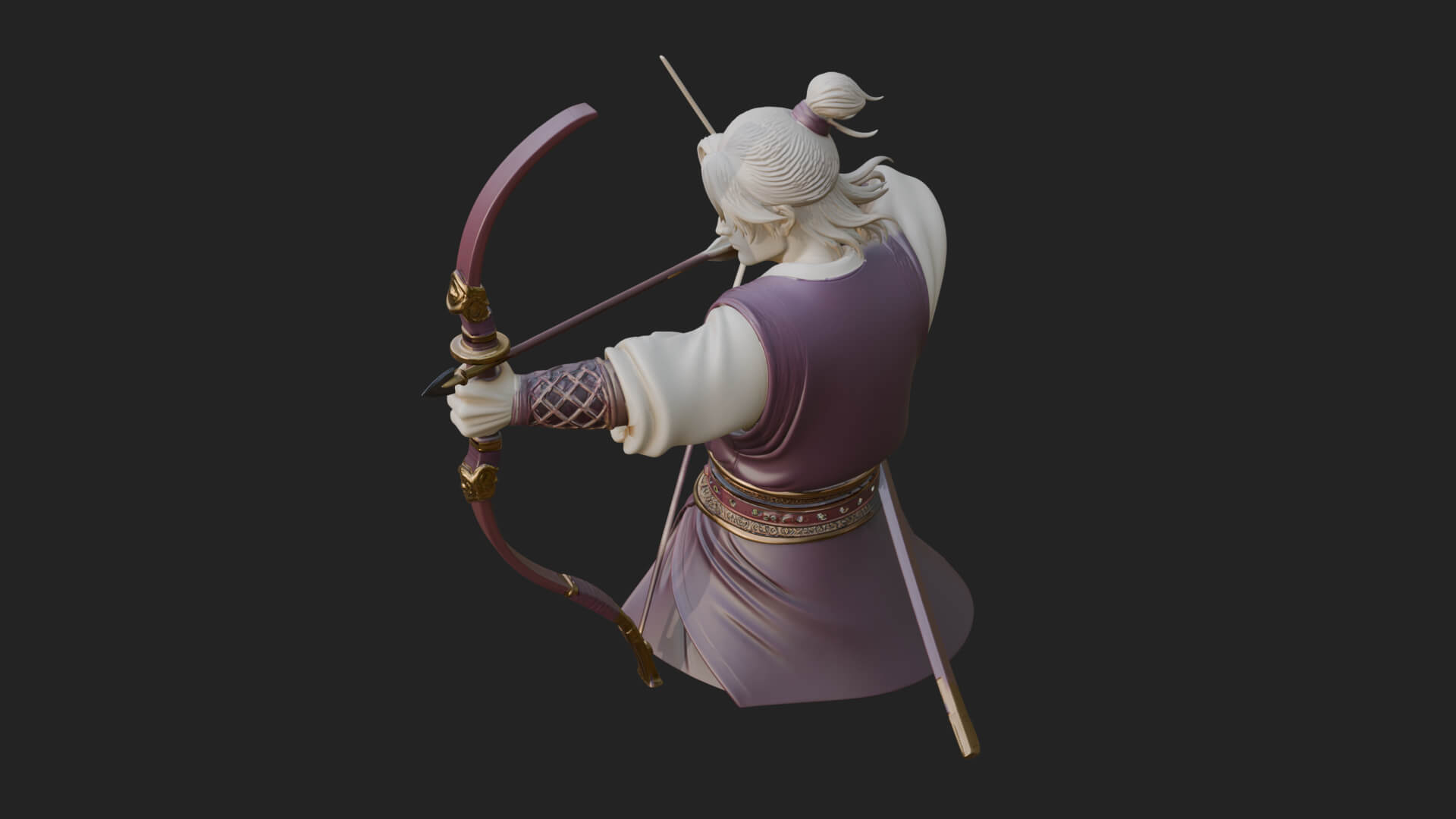 Robed Archer with Bow Statue Design 19 3D Print Model 3D Model
