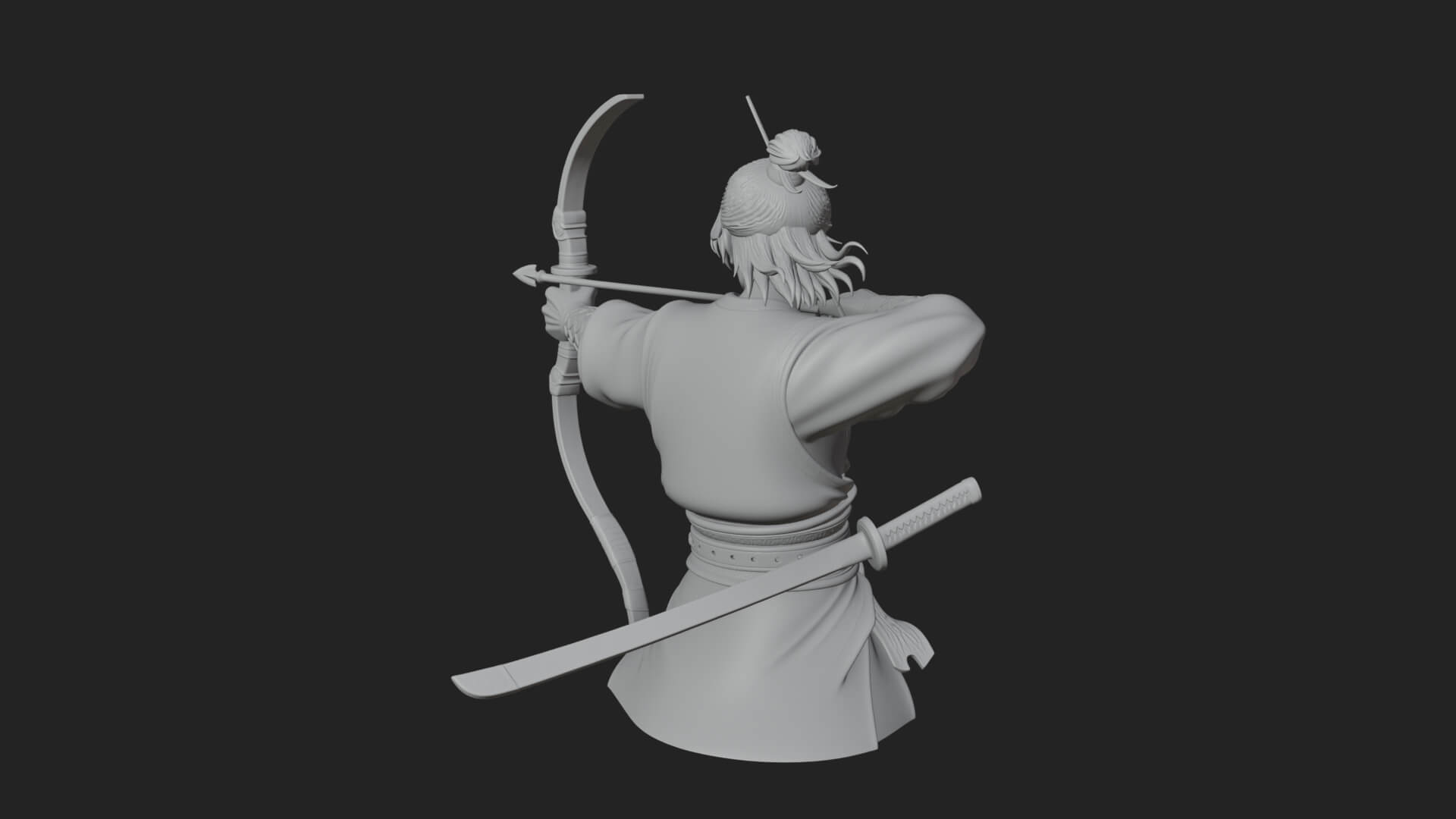 Robed Archer with Bow Statue Design 19 3D Print Model 3D Model