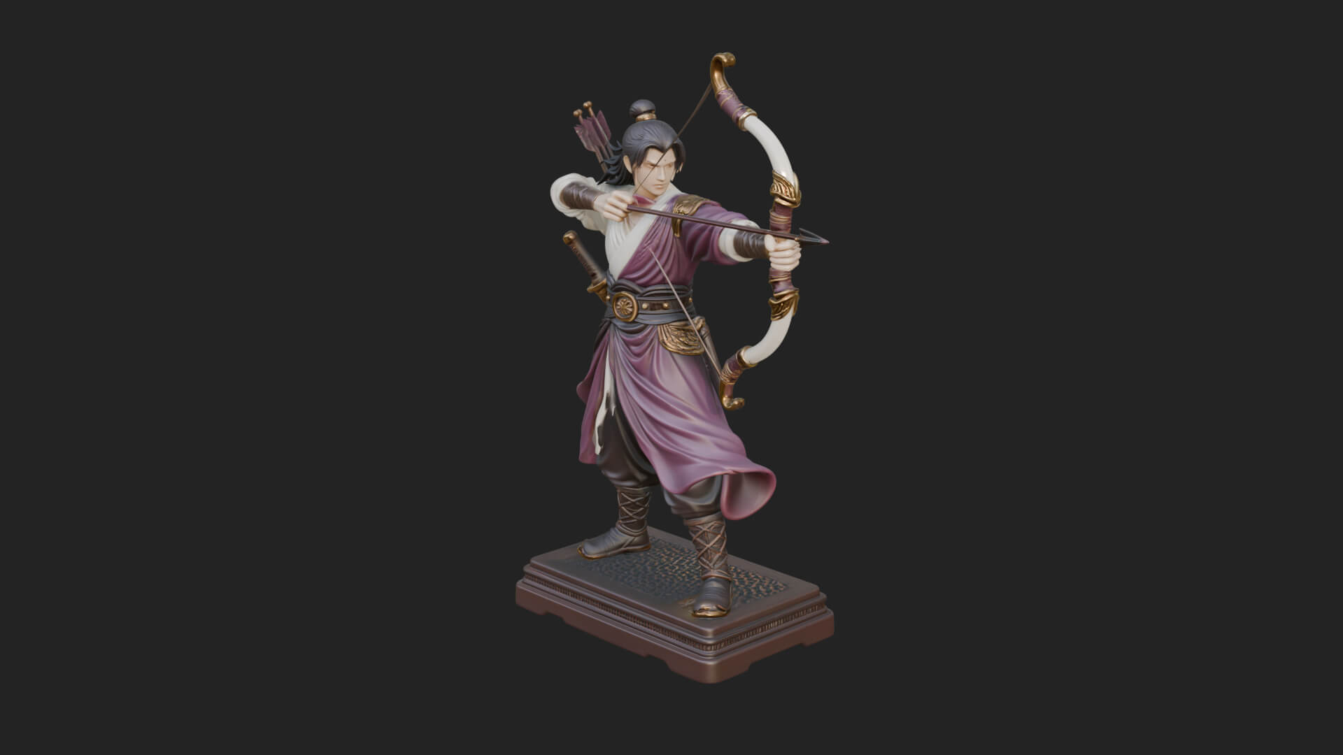 Robed Archer with Bow Statue Design 5 3D Print Model 3D Model