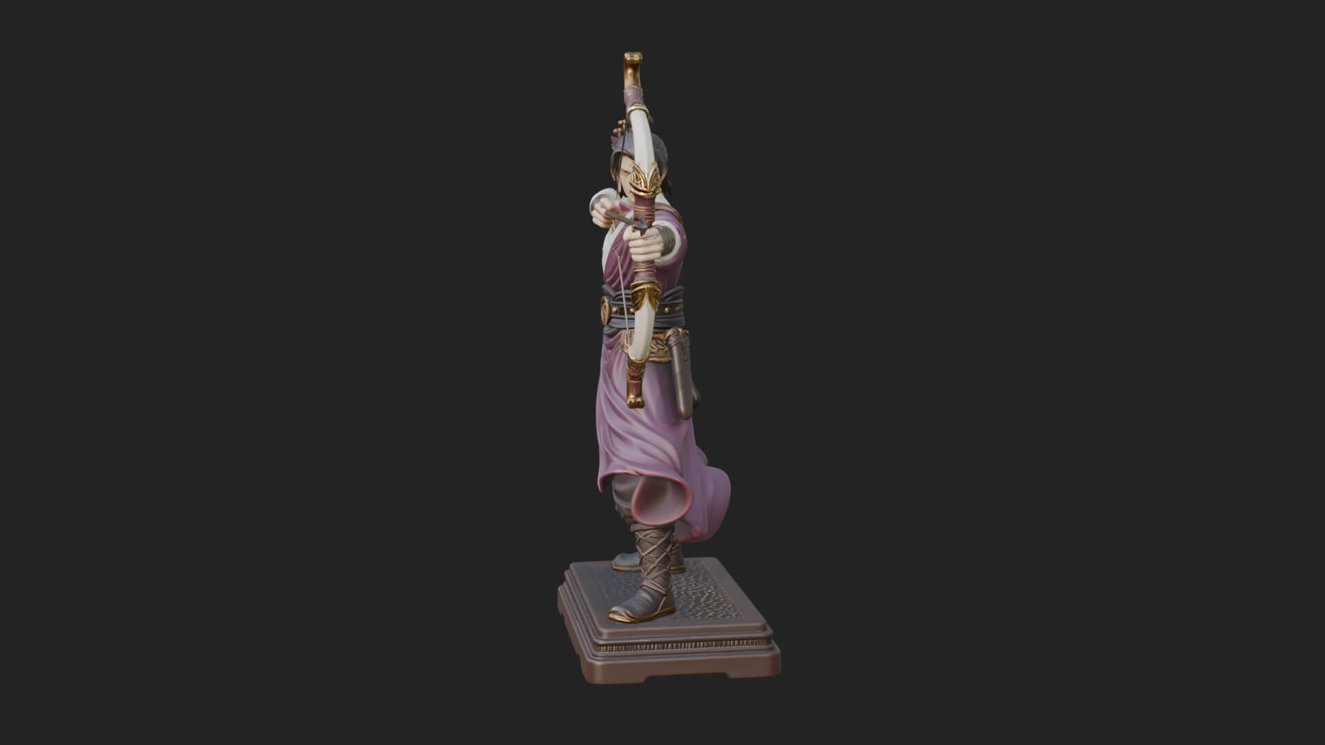 Robed Archer with Bow Statue Design 5 3D Print Model 3D Model