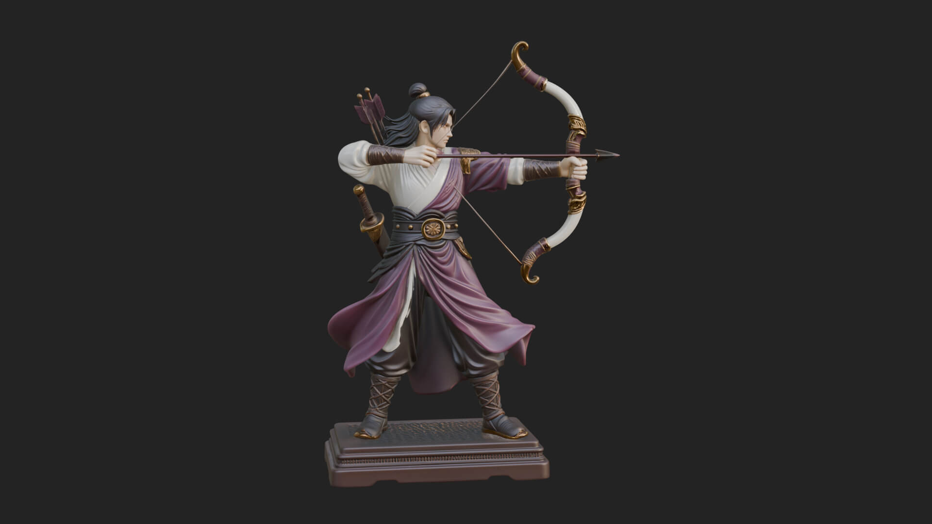 Robed Archer with Bow Statue Design 5 3D Print Model 3D Model