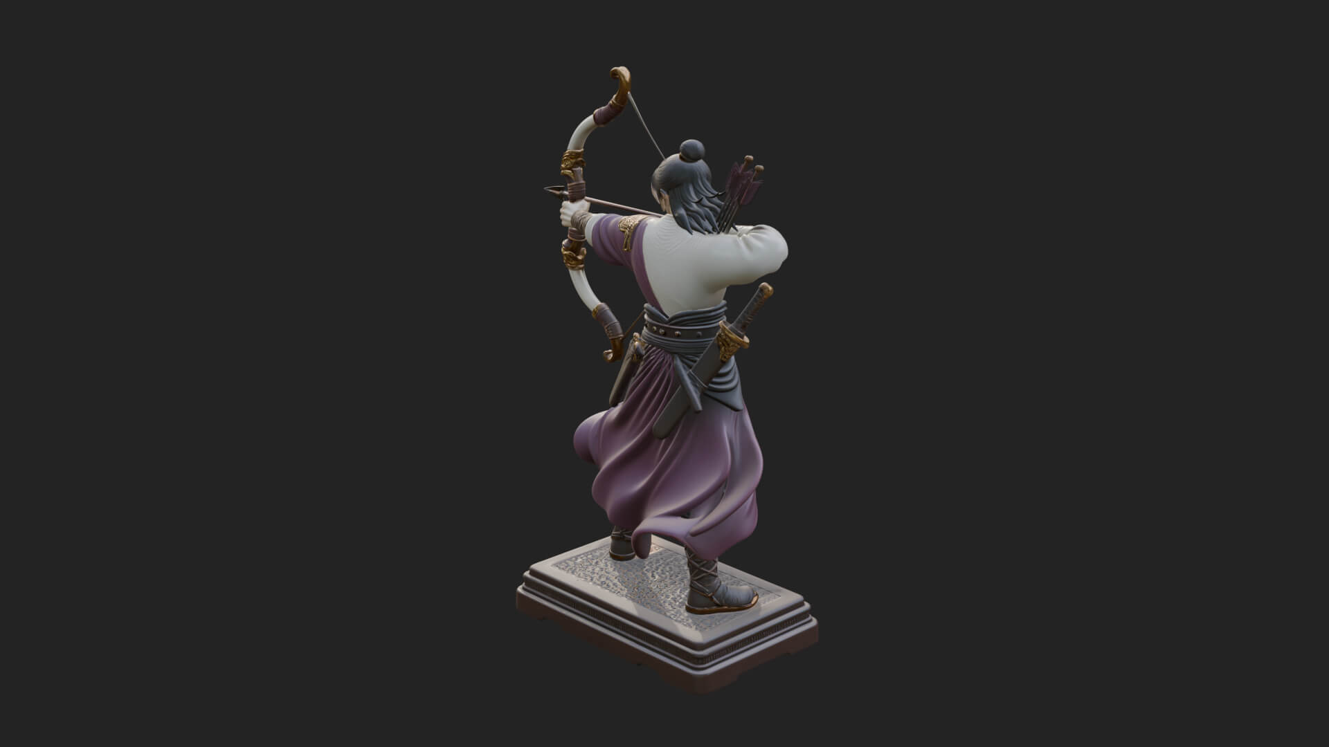 Robed Archer with Bow Statue Design 5 3D Print Model 3D Model