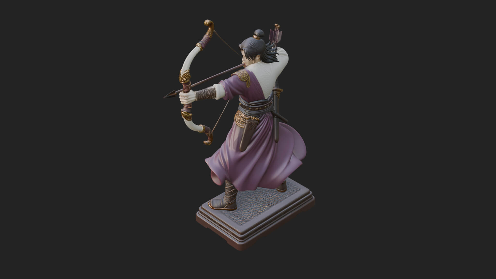 Robed Archer with Bow Statue Design 5 3D Print Model 3D Model