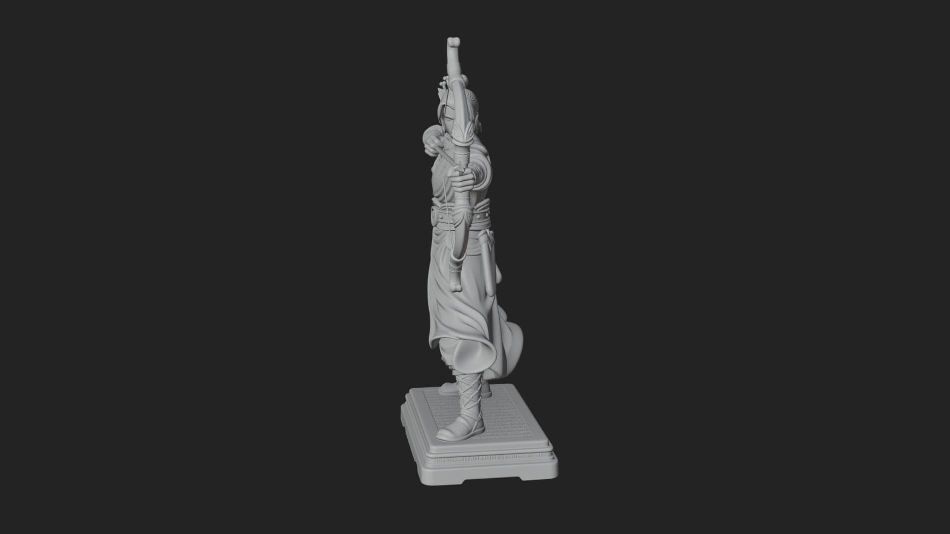 Robed Archer with Bow Statue Design 5 3D Print Model 3D Model