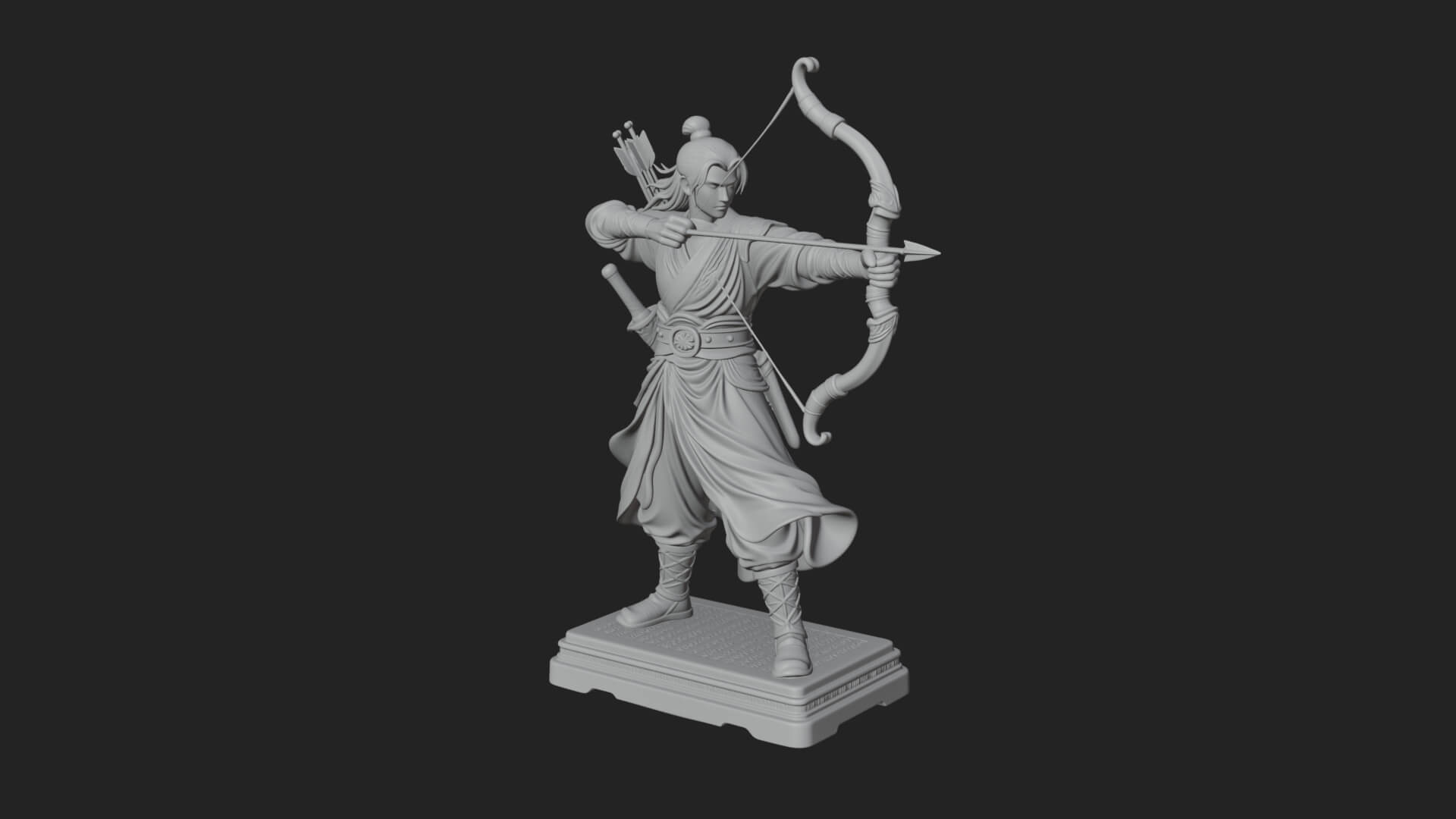 Robed Archer with Bow Statue Design 5 3D Print Model 3D Model