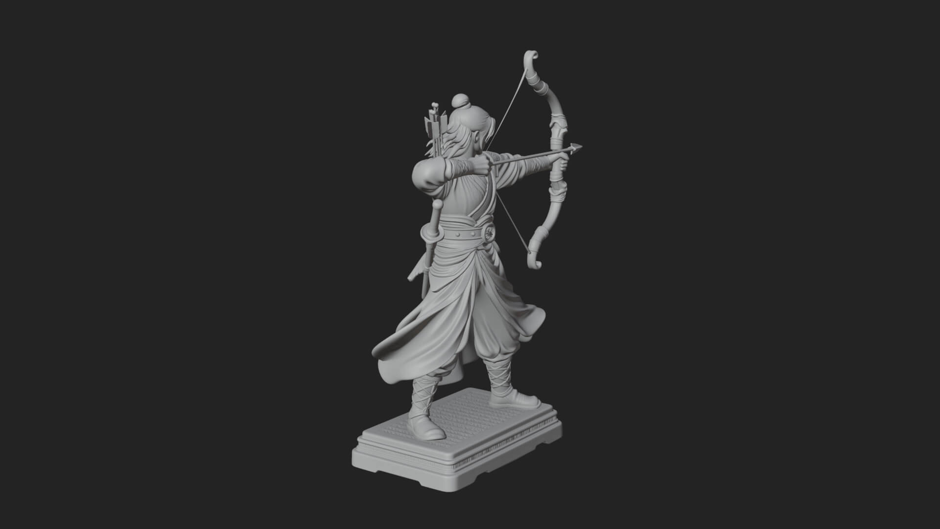 Robed Archer with Bow Statue Design 5 3D Print Model 3D Model