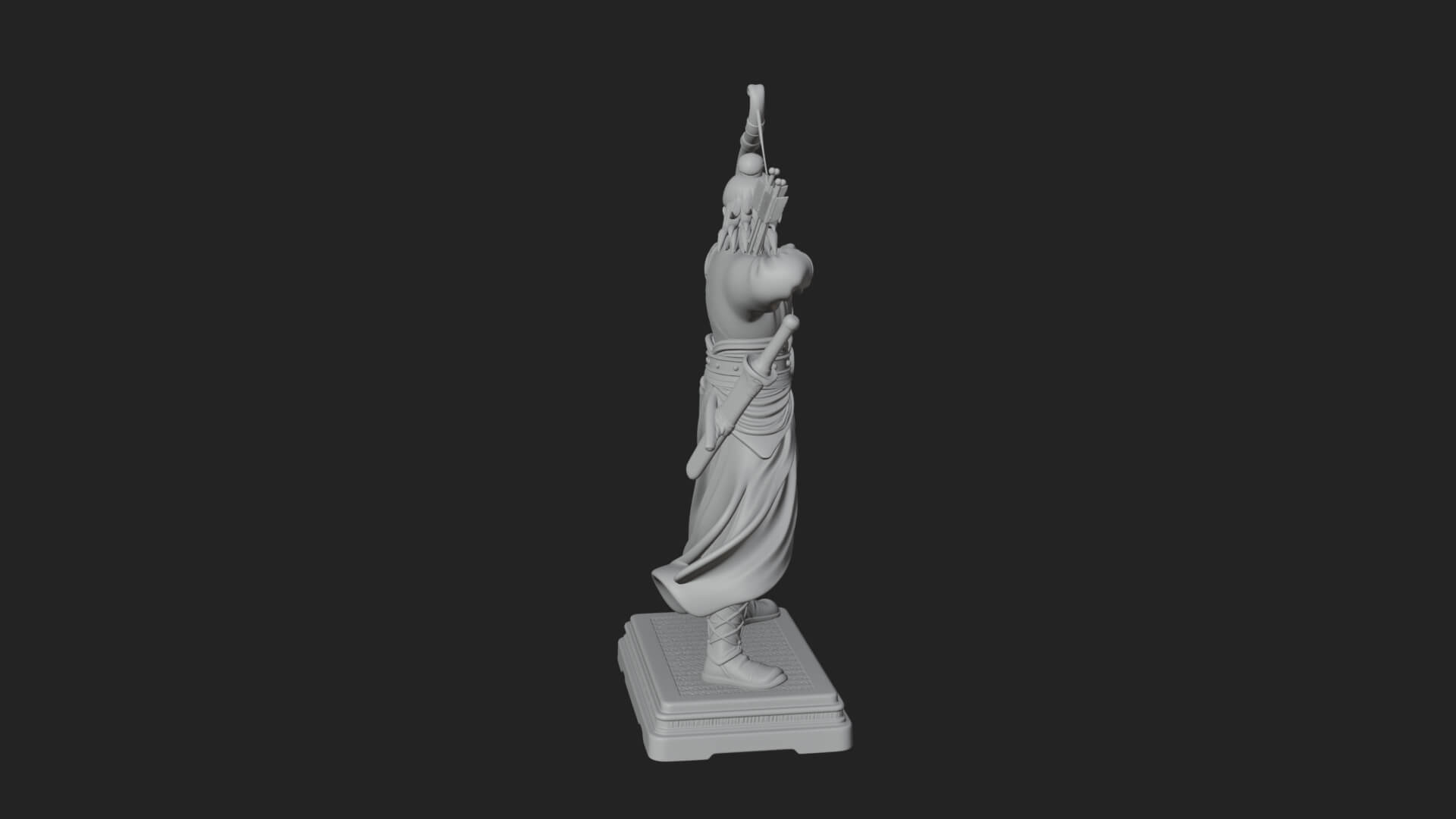 Robed Archer with Bow Statue Design 5 3D Print Model 3D Model