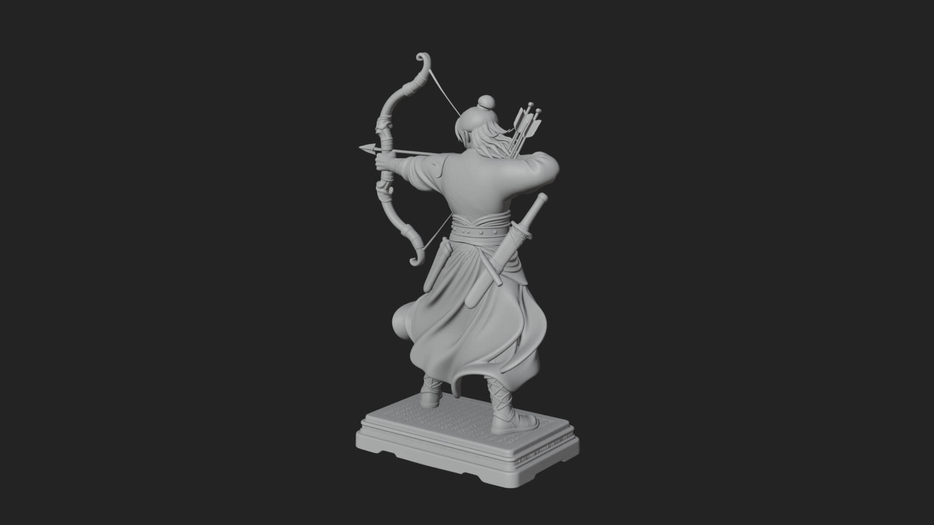 Robed Archer with Bow Statue Design 5 3D Print Model 3D Model