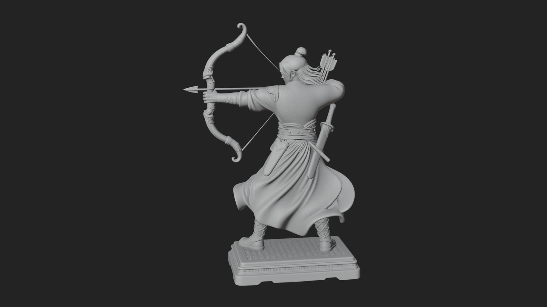 Robed Archer with Bow Statue Design 5 3D Print Model 3D Model