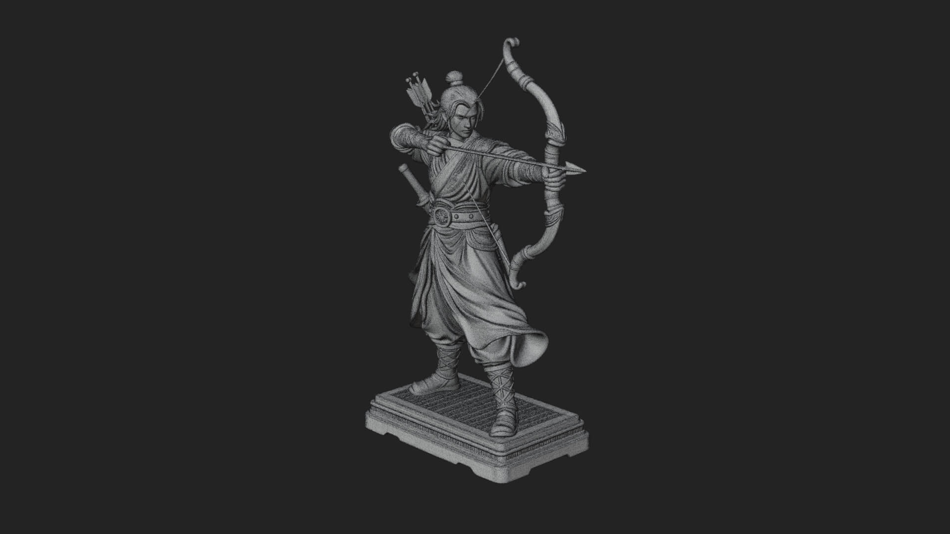 Robed Archer with Bow Statue Design 5 3D Print Model 3D Model