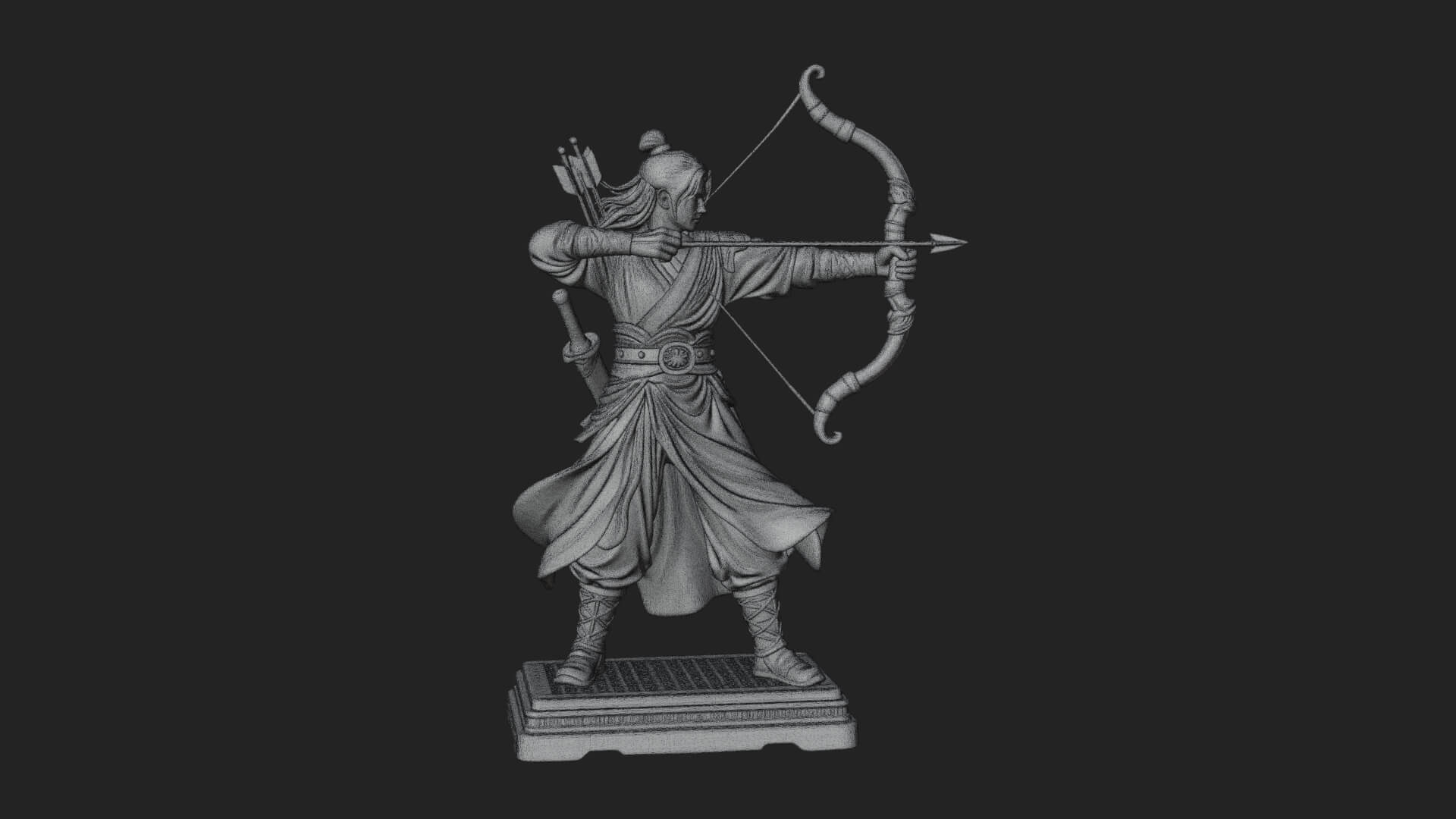 Robed Archer with Bow Statue Design 5 3D Print Model 3D Model