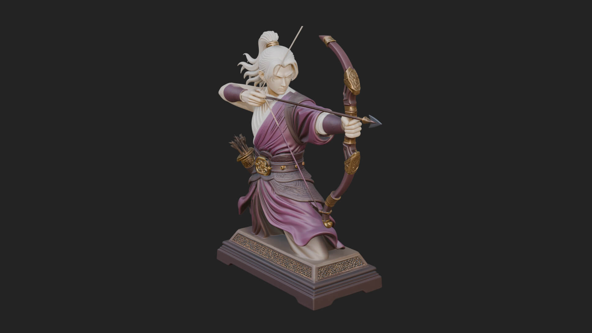 Robed Archer with Bow Statue Design 6 3D Print Model 3D Model