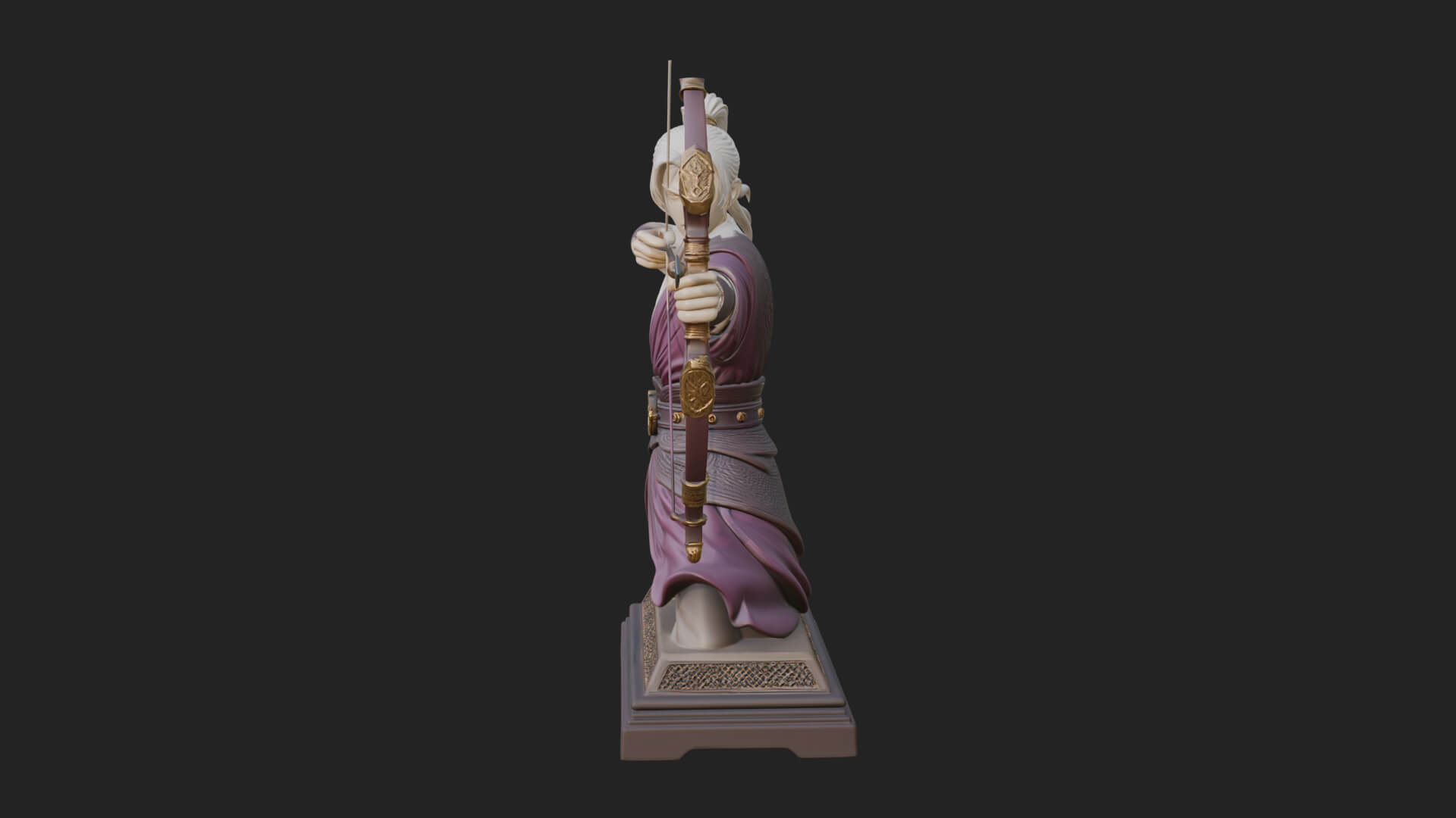 Robed Archer with Bow Statue Design 6 3D Print Model 3D Model