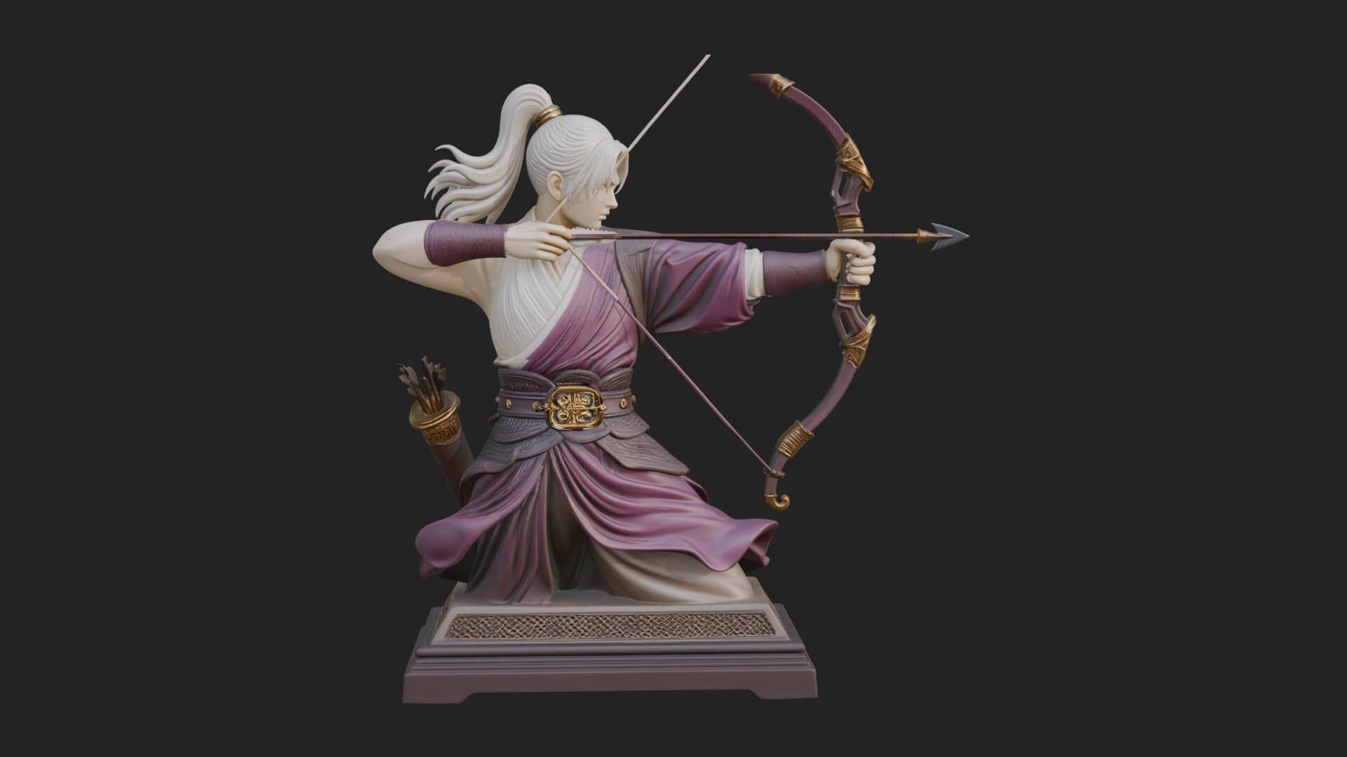 Robed Archer with Bow Statue Design 6 3D Print Model 3D Model