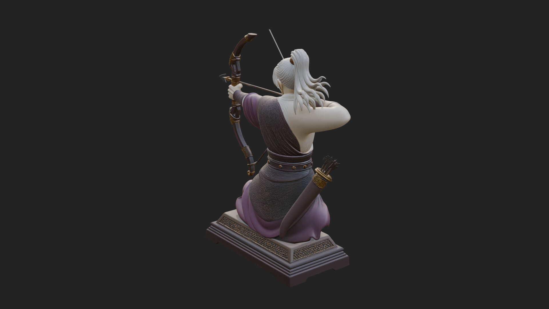 Robed Archer with Bow Statue Design 6 3D Print Model 3D Model