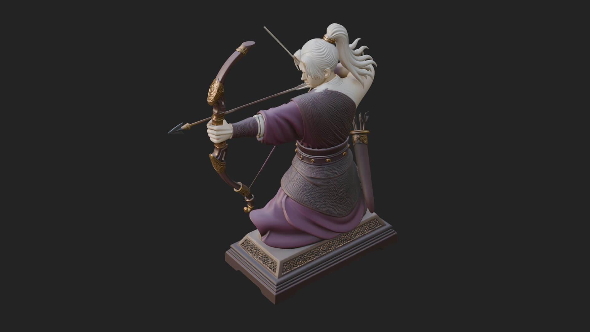 Robed Archer with Bow Statue Design 6 3D Print Model 3D Model