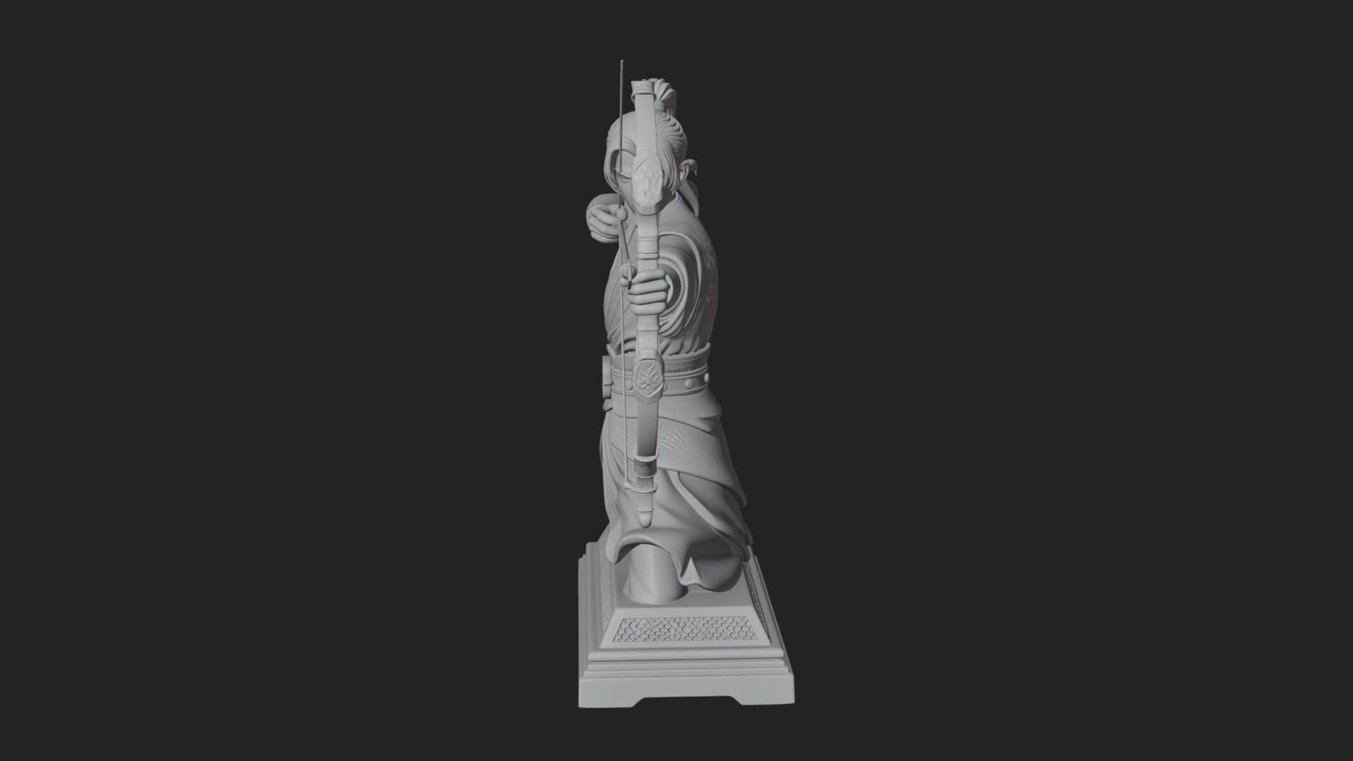 Robed Archer with Bow Statue Design 6 3D Print Model 3D Model