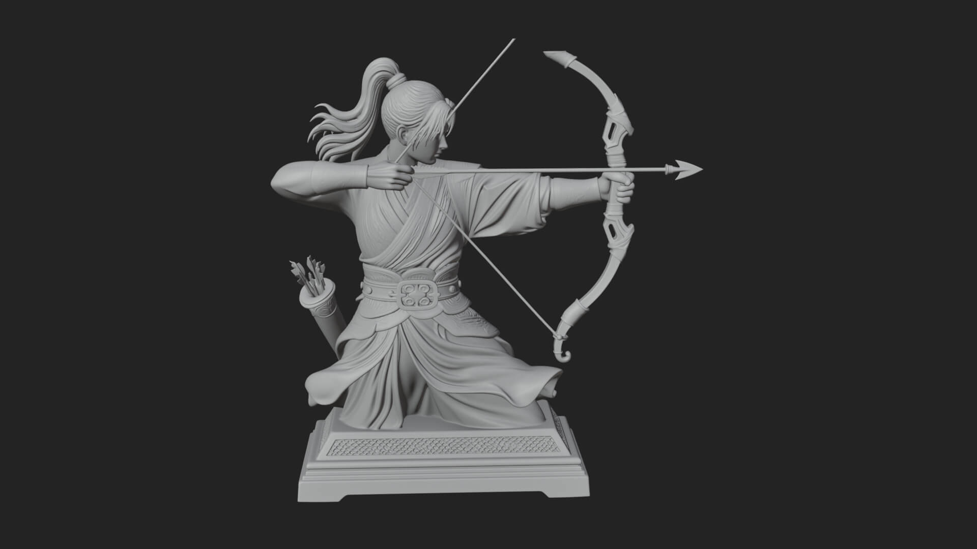 Robed Archer with Bow Statue Design 6 3D Print Model 3D Model