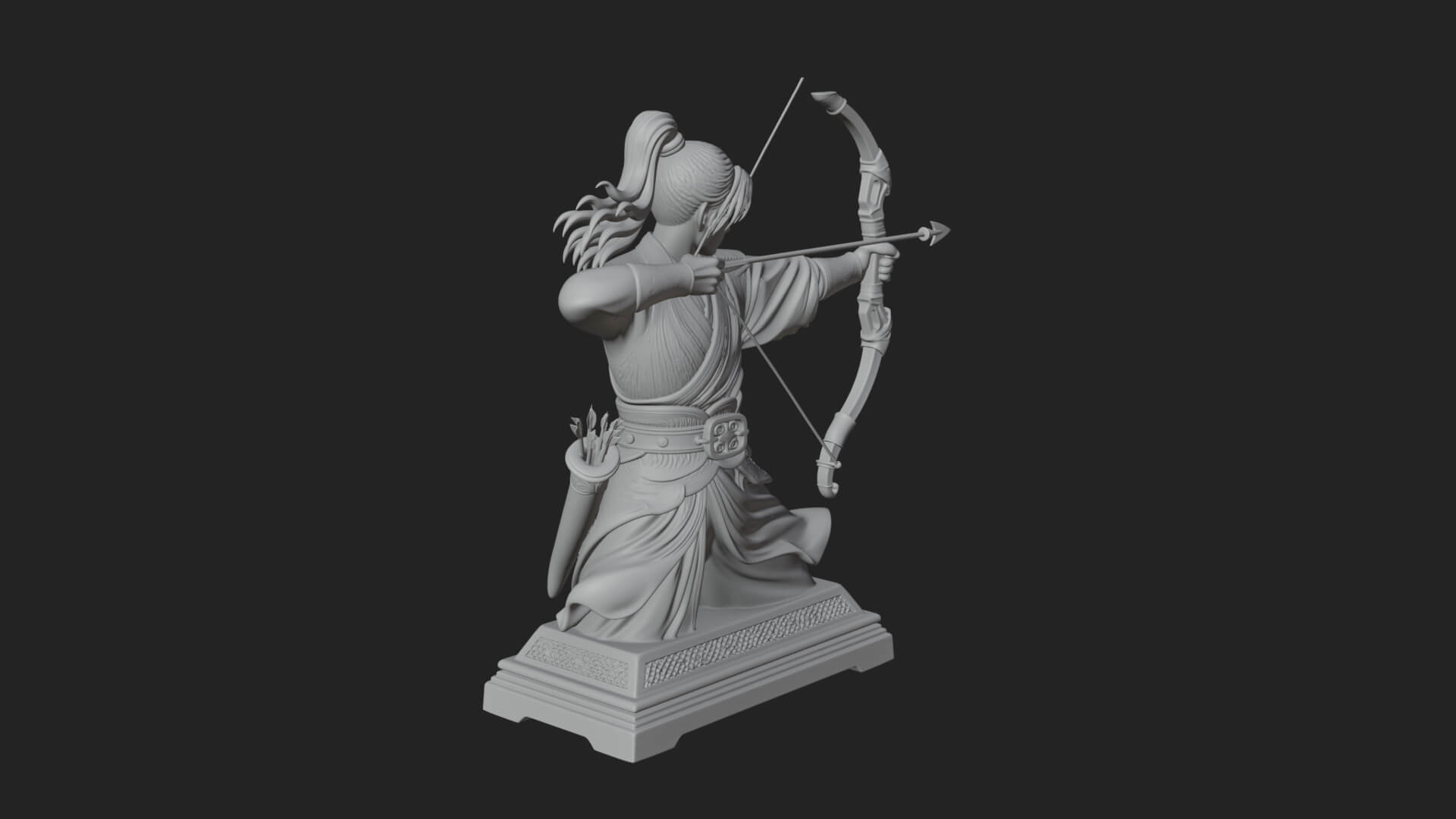 Robed Archer with Bow Statue Design 6 3D Print Model 3D Model