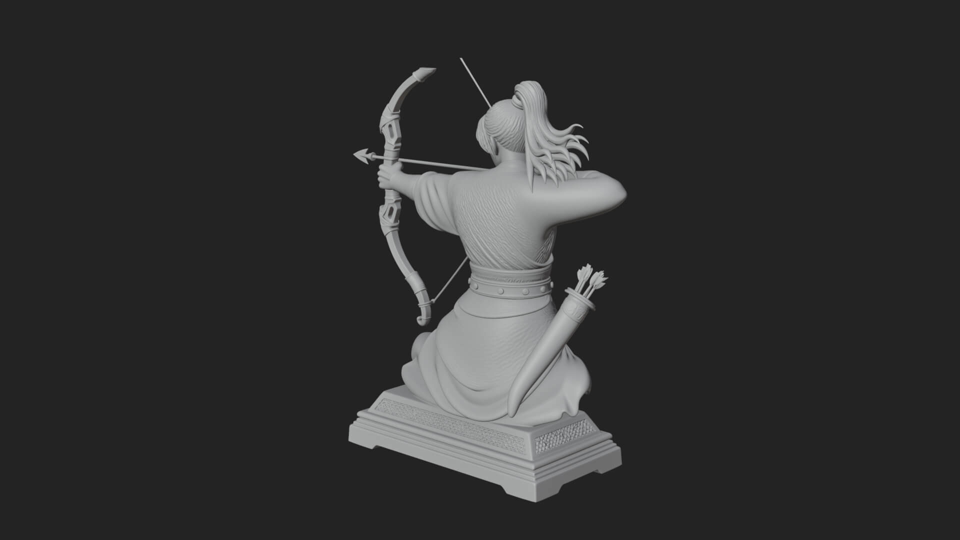 Robed Archer with Bow Statue Design 6 3D Print Model 3D Model