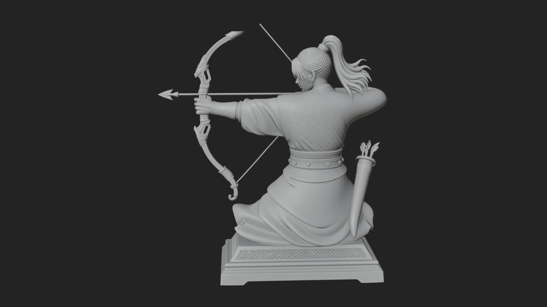 Robed Archer with Bow Statue Design 6 3D Print Model 3D Model