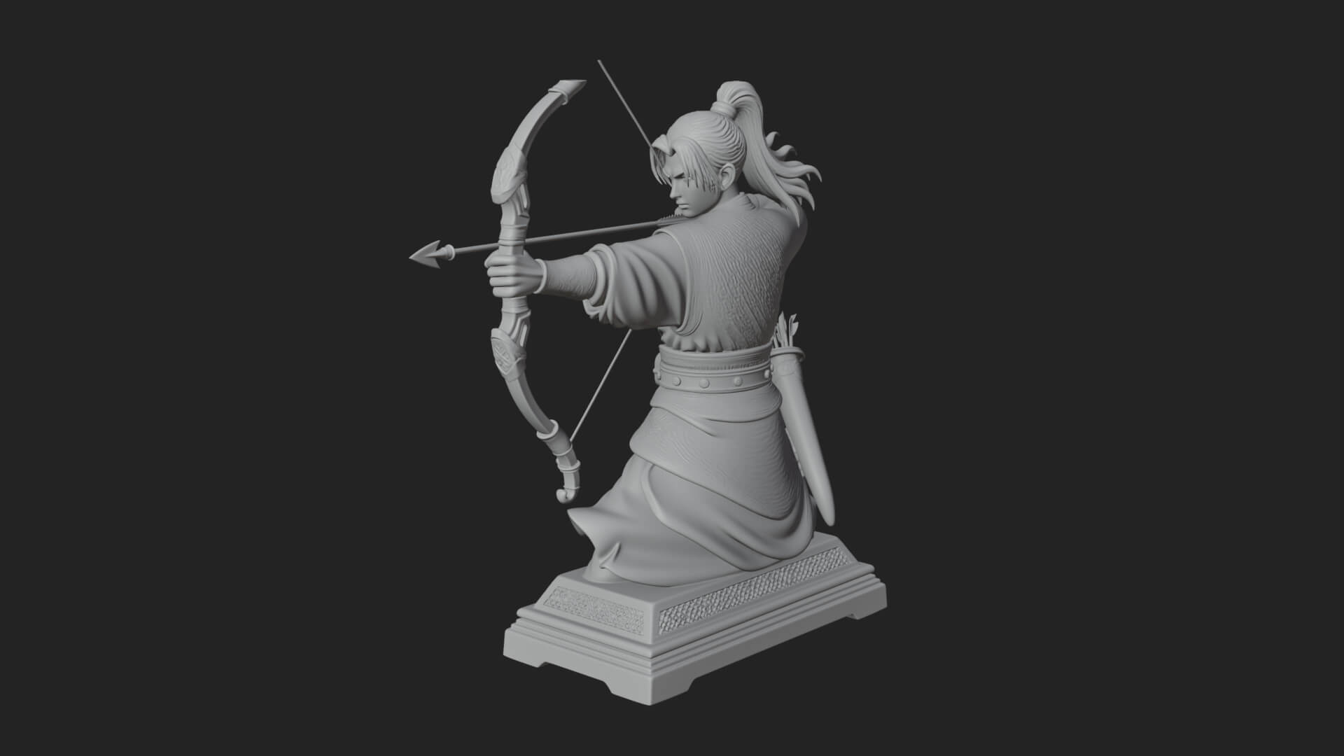 Robed Archer with Bow Statue Design 6 3D Print Model 3D Model