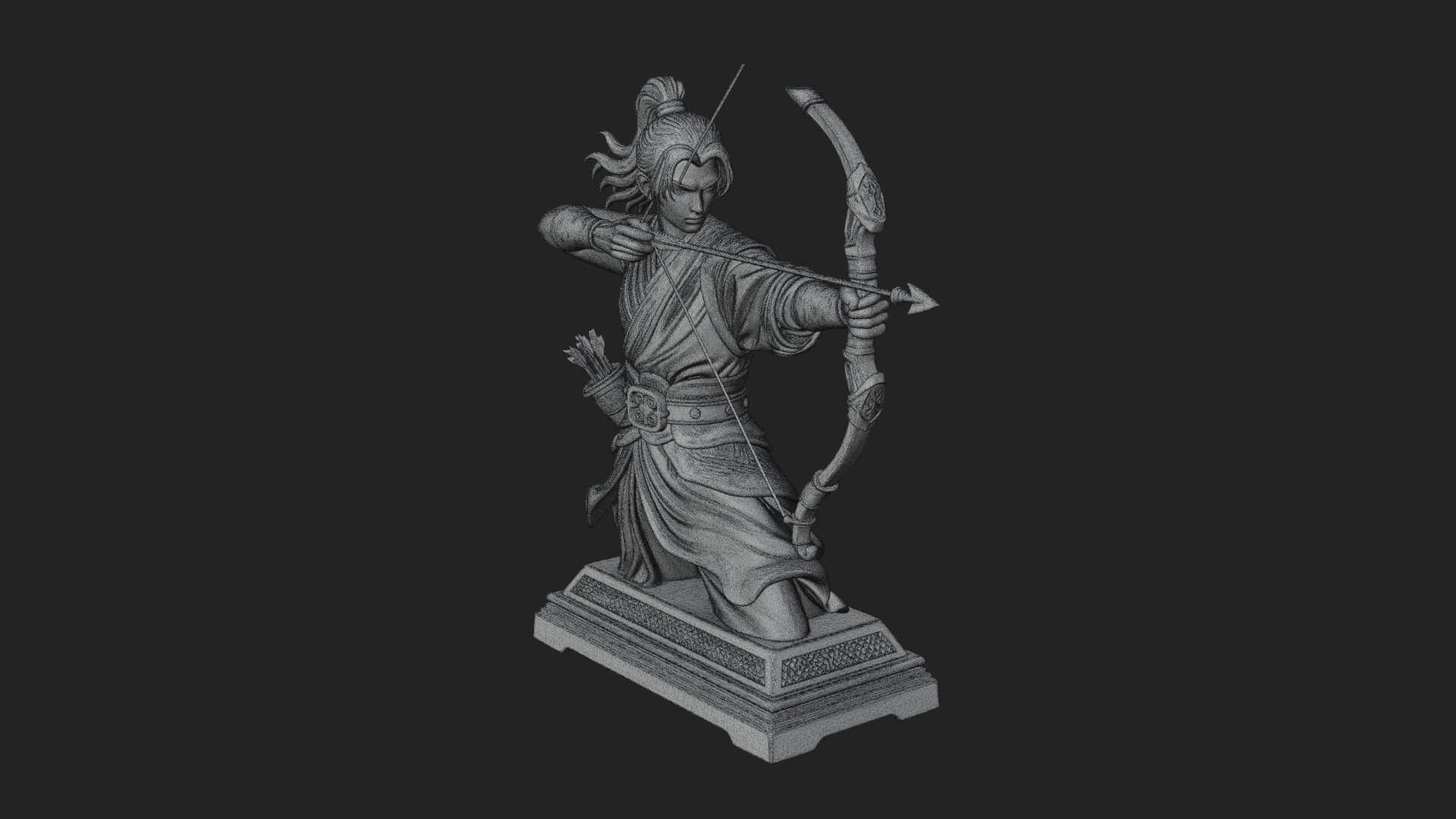Robed Archer with Bow Statue Design 6 3D Print Model 3D Model
