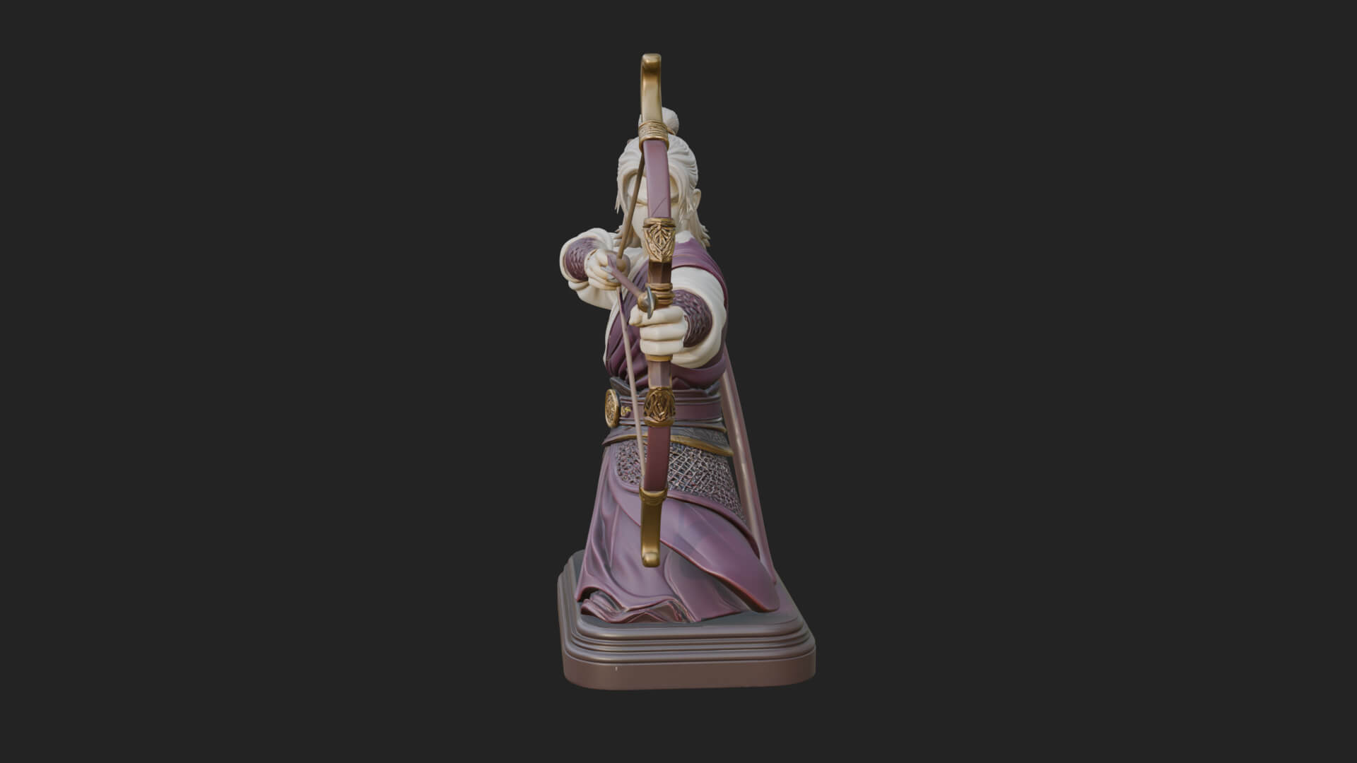 Robed Archer with Bow Statue Design 7 3D Print Model 3D Model
