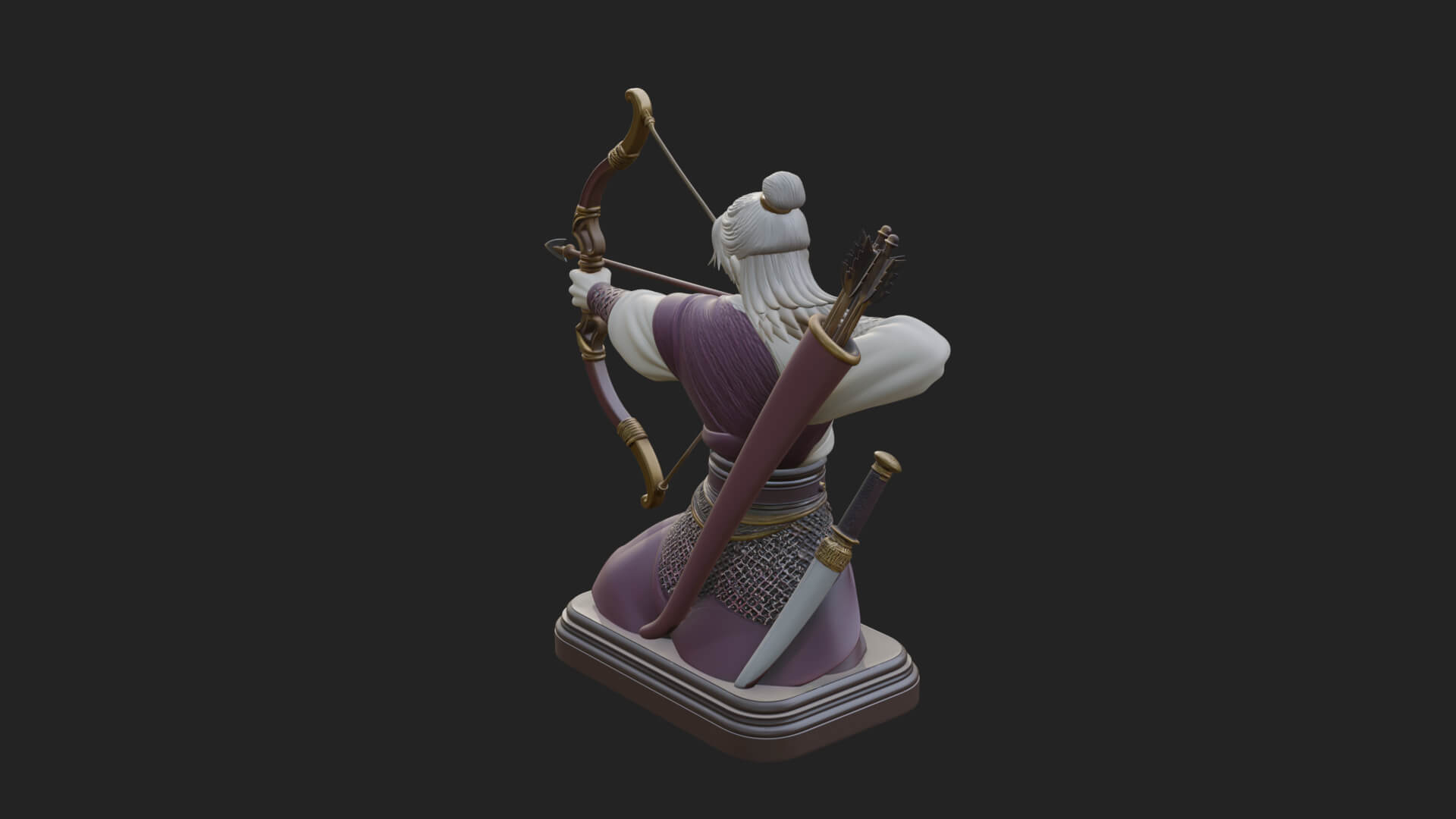 Robed Archer with Bow Statue Design 7 3D Print Model 3D Model