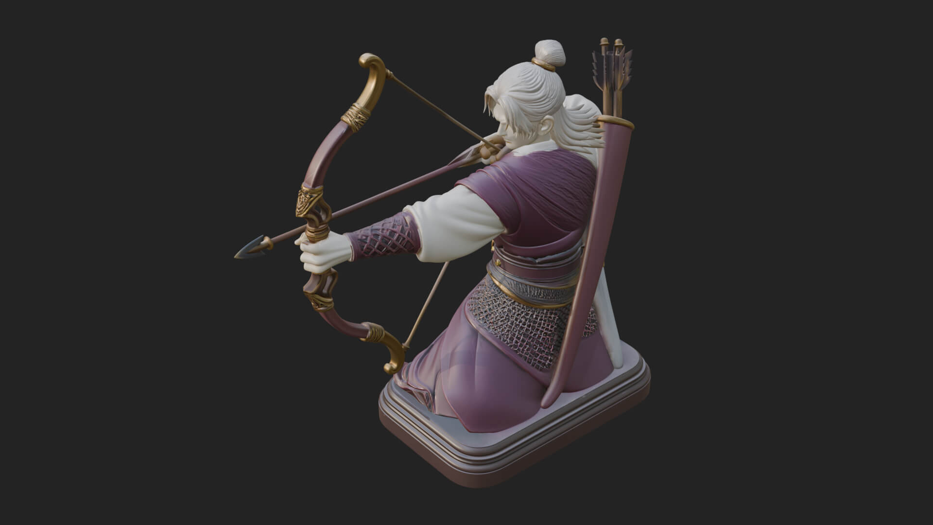 Robed Archer with Bow Statue Design 7 3D Print Model 3D Model