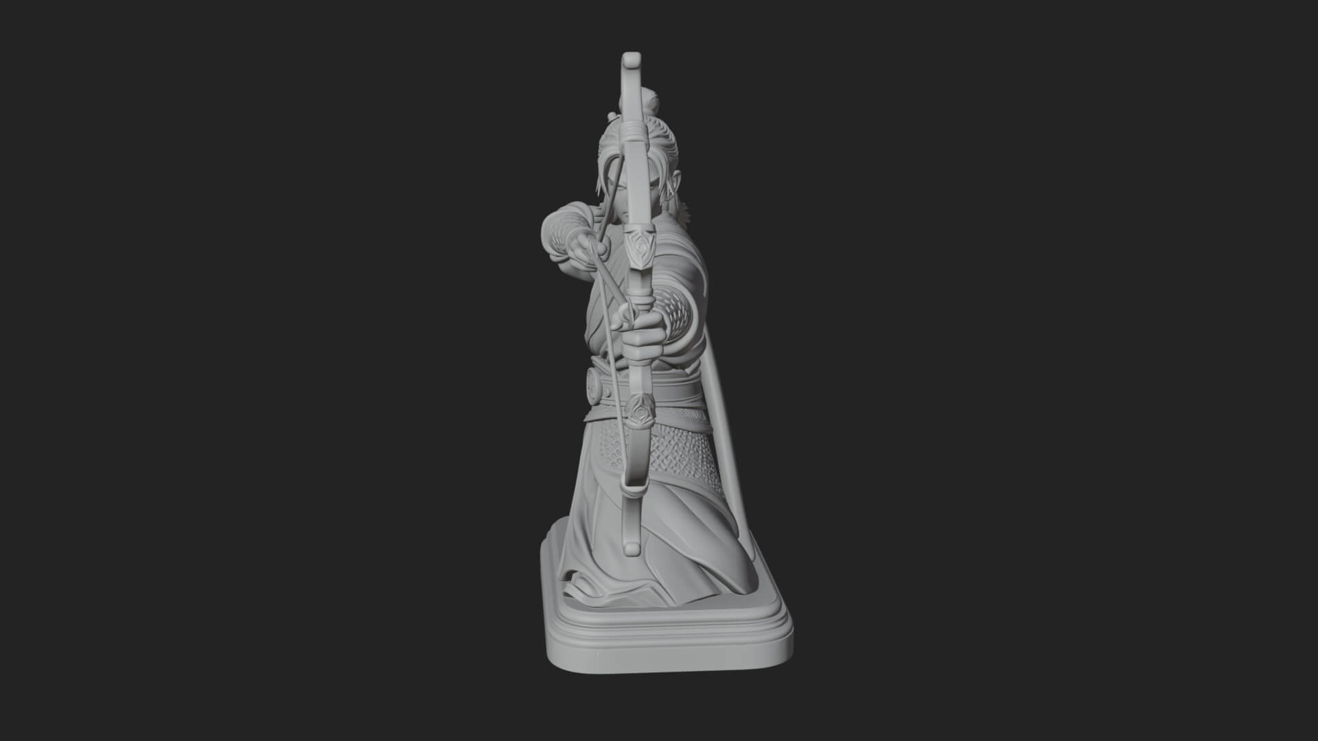 Robed Archer with Bow Statue Design 7 3D Print Model 3D Model