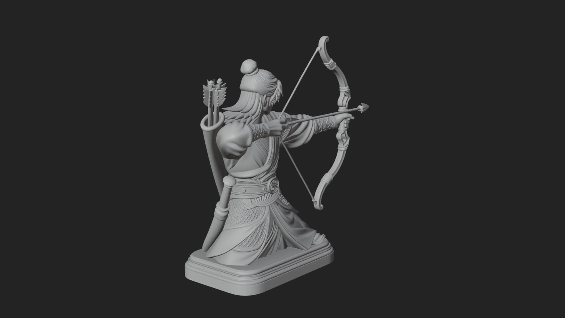 Robed Archer with Bow Statue Design 7 3D Print Model 3D Model