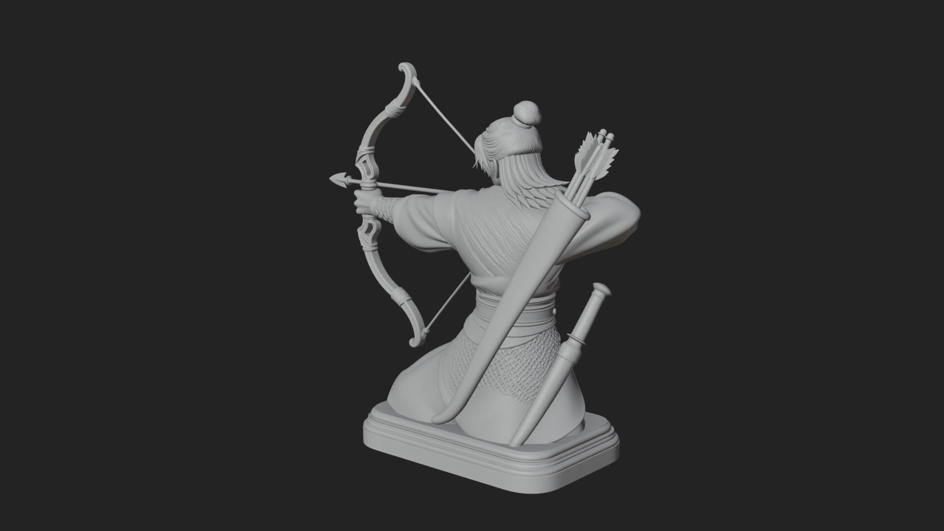 Robed Archer with Bow Statue Design 7 3D Print Model 3D Model
