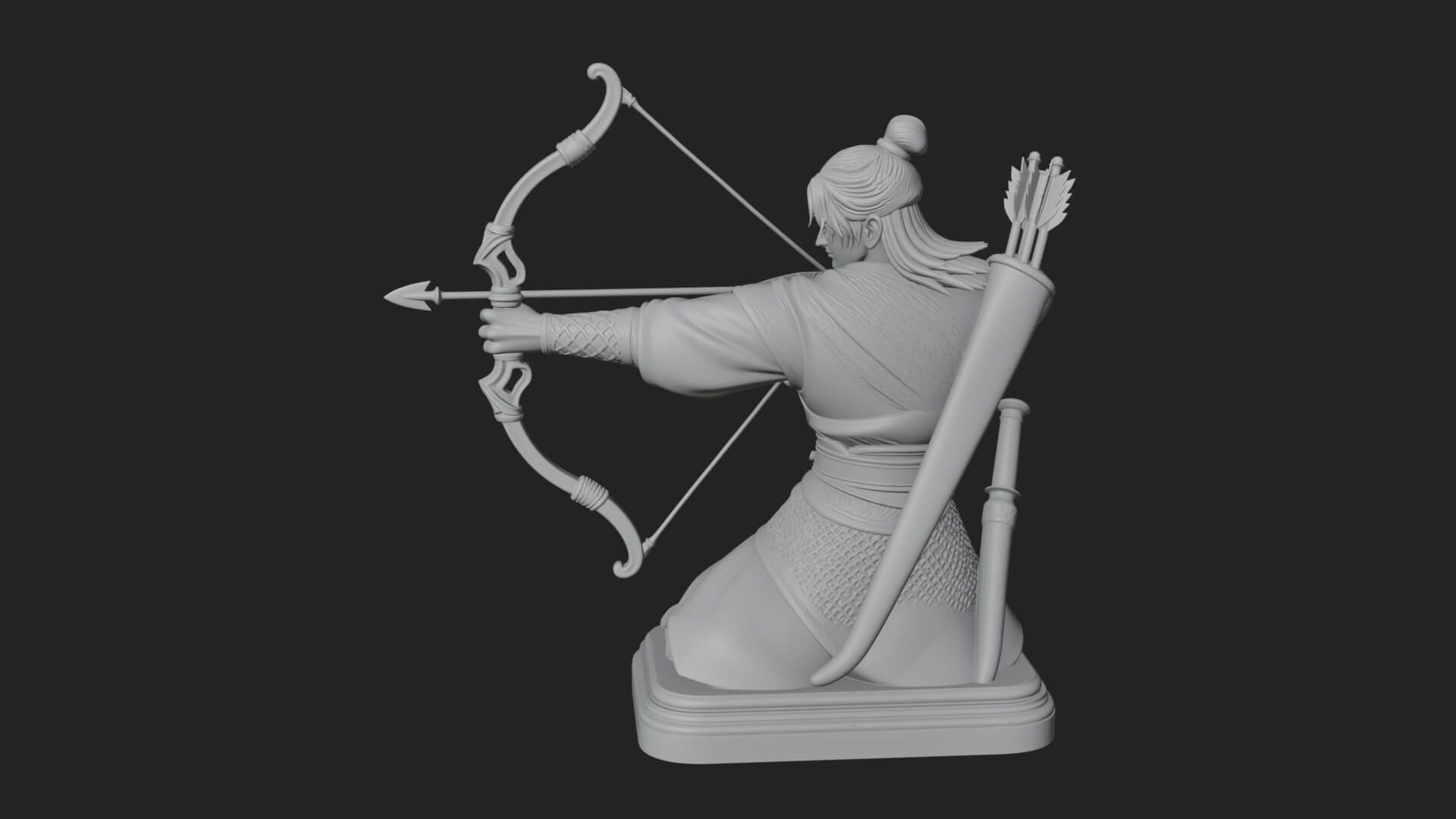 Robed Archer with Bow Statue Design 7 3D Print Model 3D Model