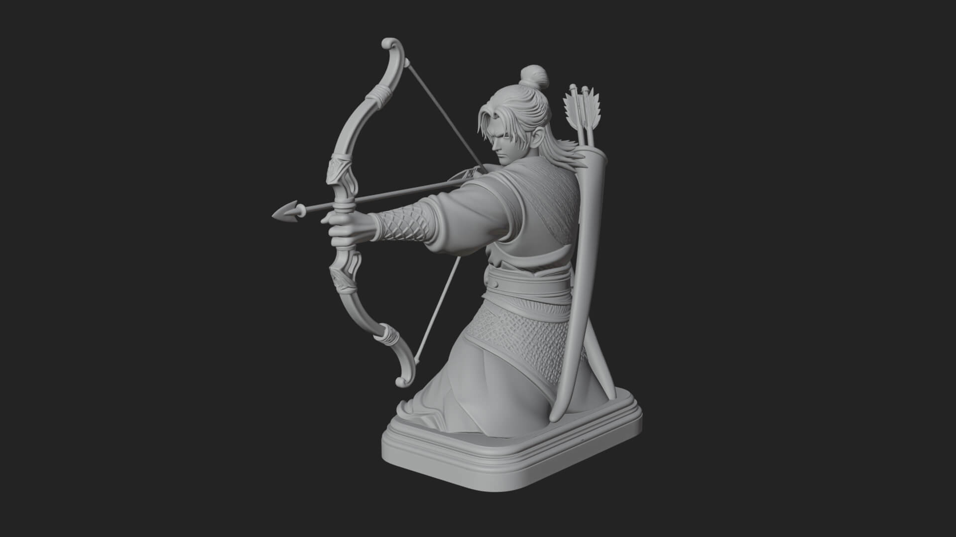 Robed Archer with Bow Statue Design 7 3D Print Model 3D Model