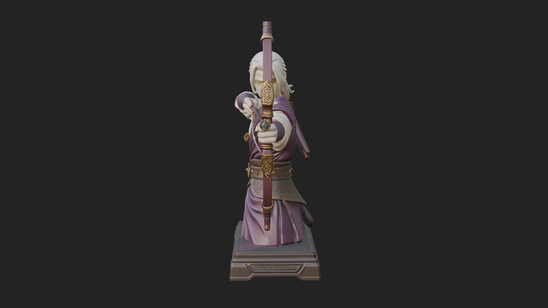 Robed Archer with Bow Statue Design 8 3D Print Model 3D Model