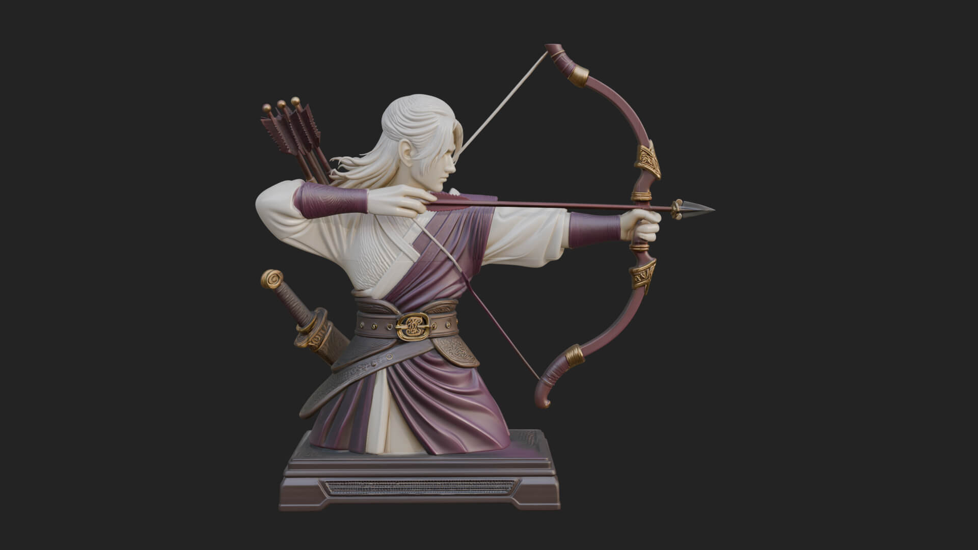 Robed Archer with Bow Statue Design 8 3D Print Model 3D Model