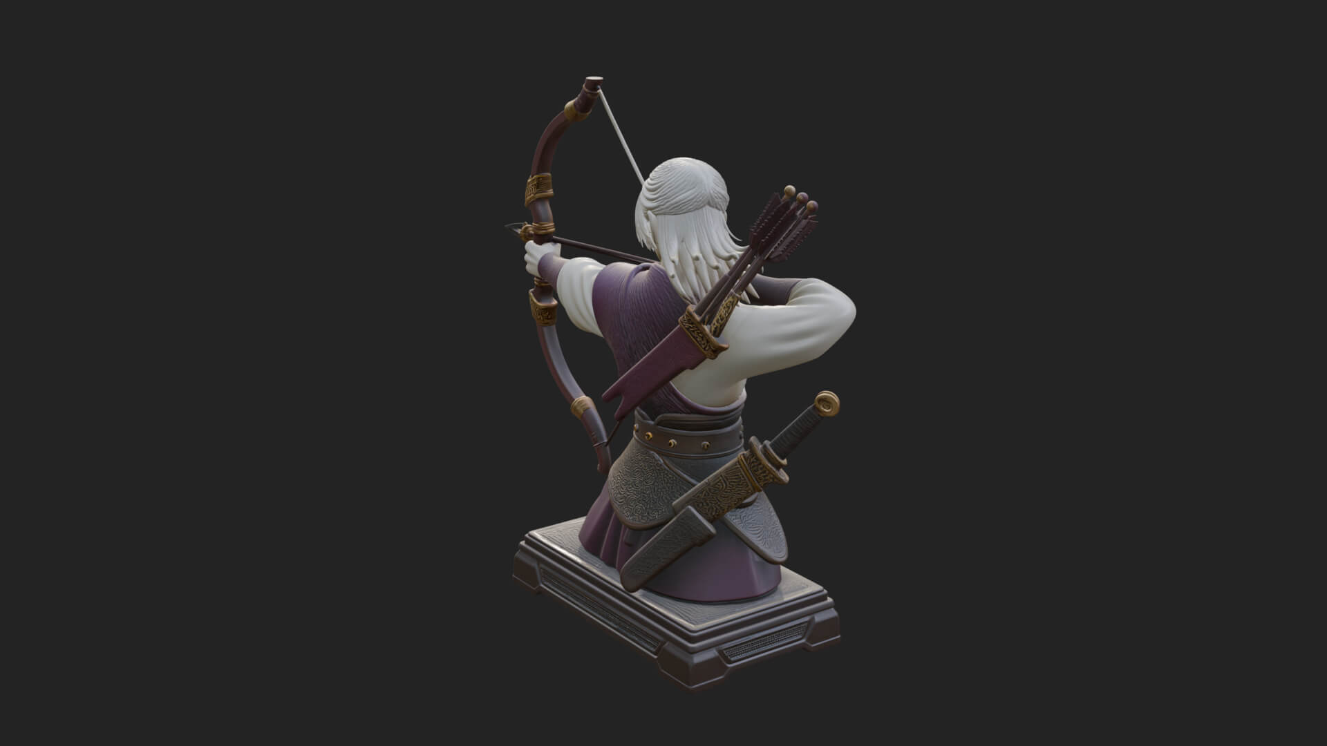 Robed Archer with Bow Statue Design 8 3D Print Model 3D Model