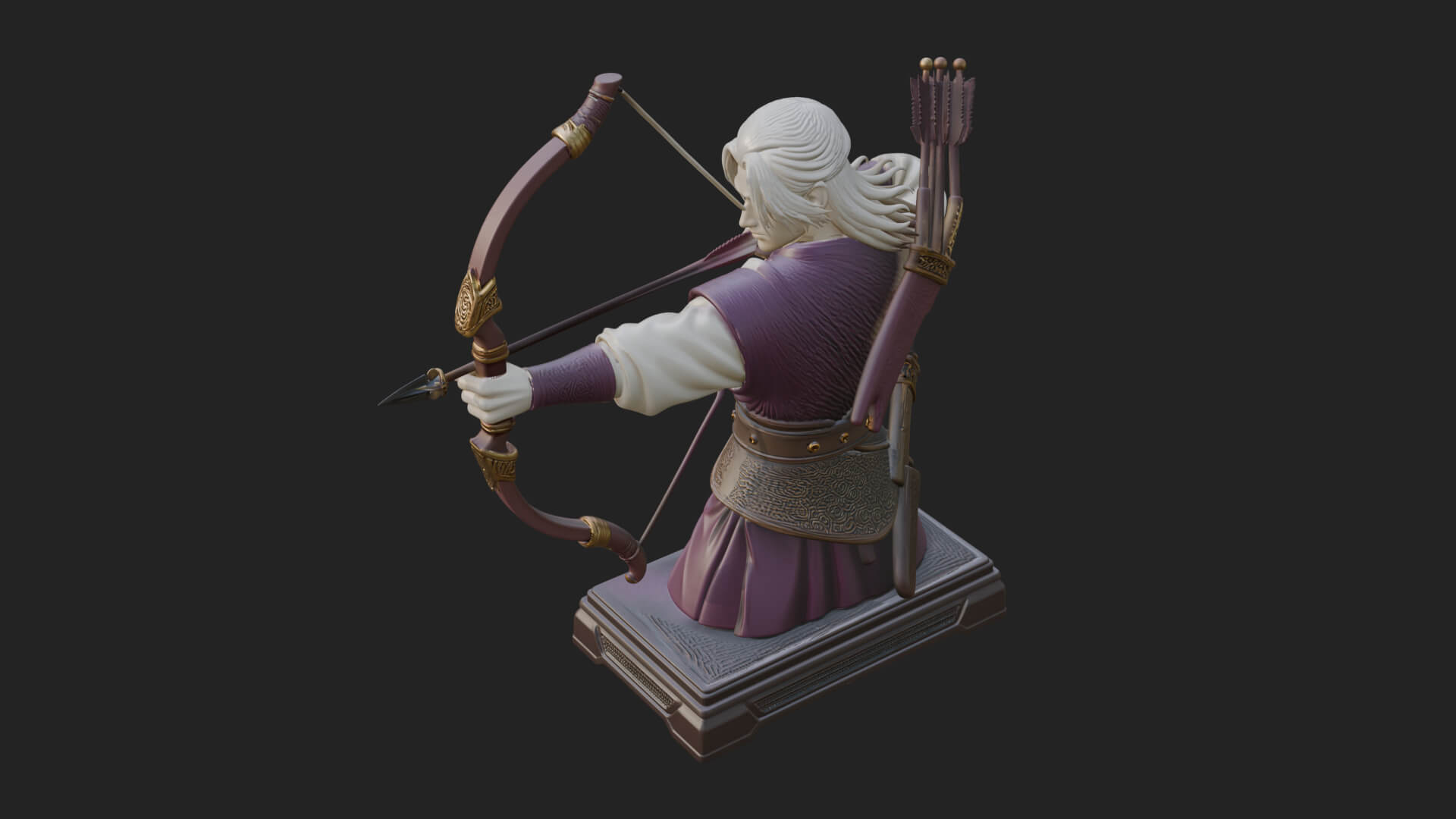 Robed Archer with Bow Statue Design 8 3D Print Model 3D Model