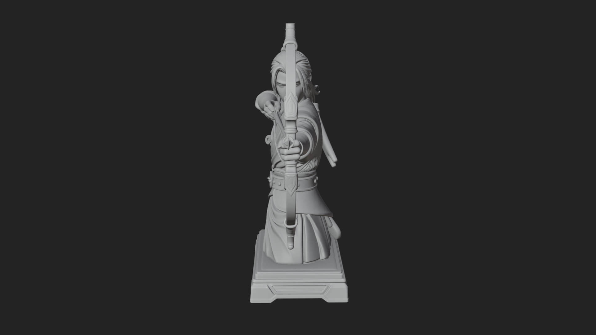 Robed Archer with Bow Statue Design 8 3D Print Model 3D Model