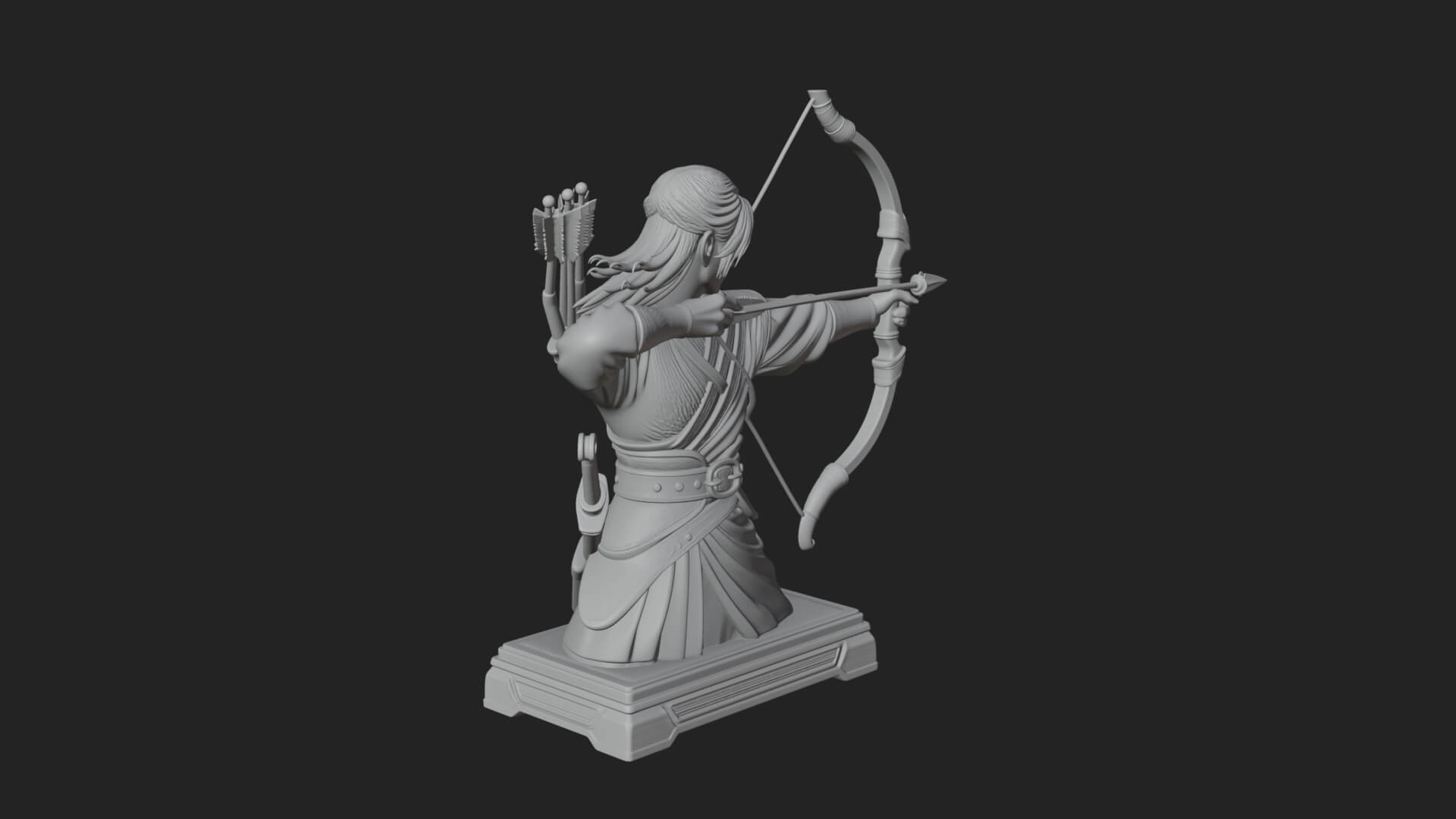 Robed Archer with Bow Statue Design 8 3D Print Model 3D Model